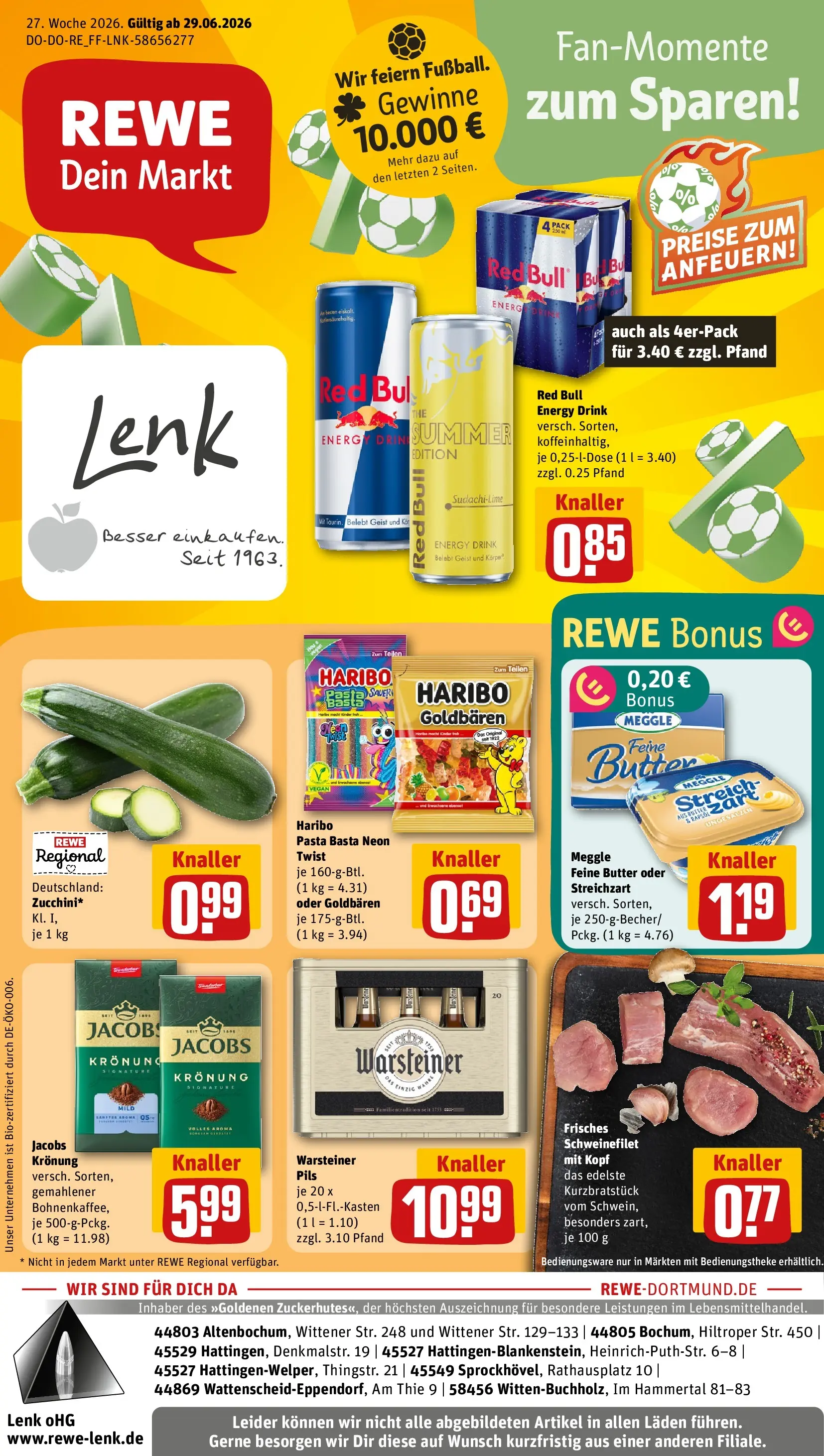 REWE Prospekt ab 29.06.2026 zum Blättern » Angebote | Seite: 1 | Produkte: Red bull, Energy, Pils, Warsteiner