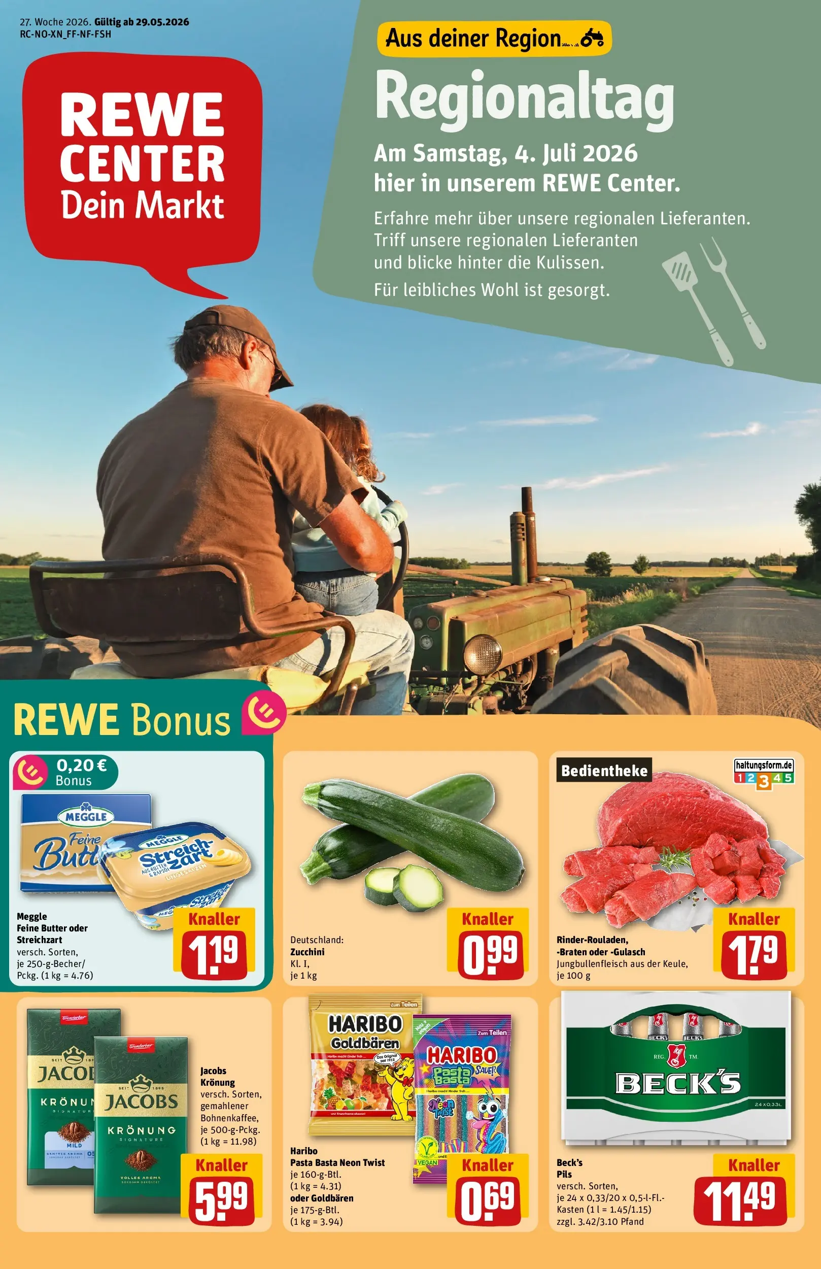 REWE Prospekt ab 29.06.2026 zum Blättern » Angebote | Seite: 3 | Produkte: Haribo, Butter, Pils, Gulasch