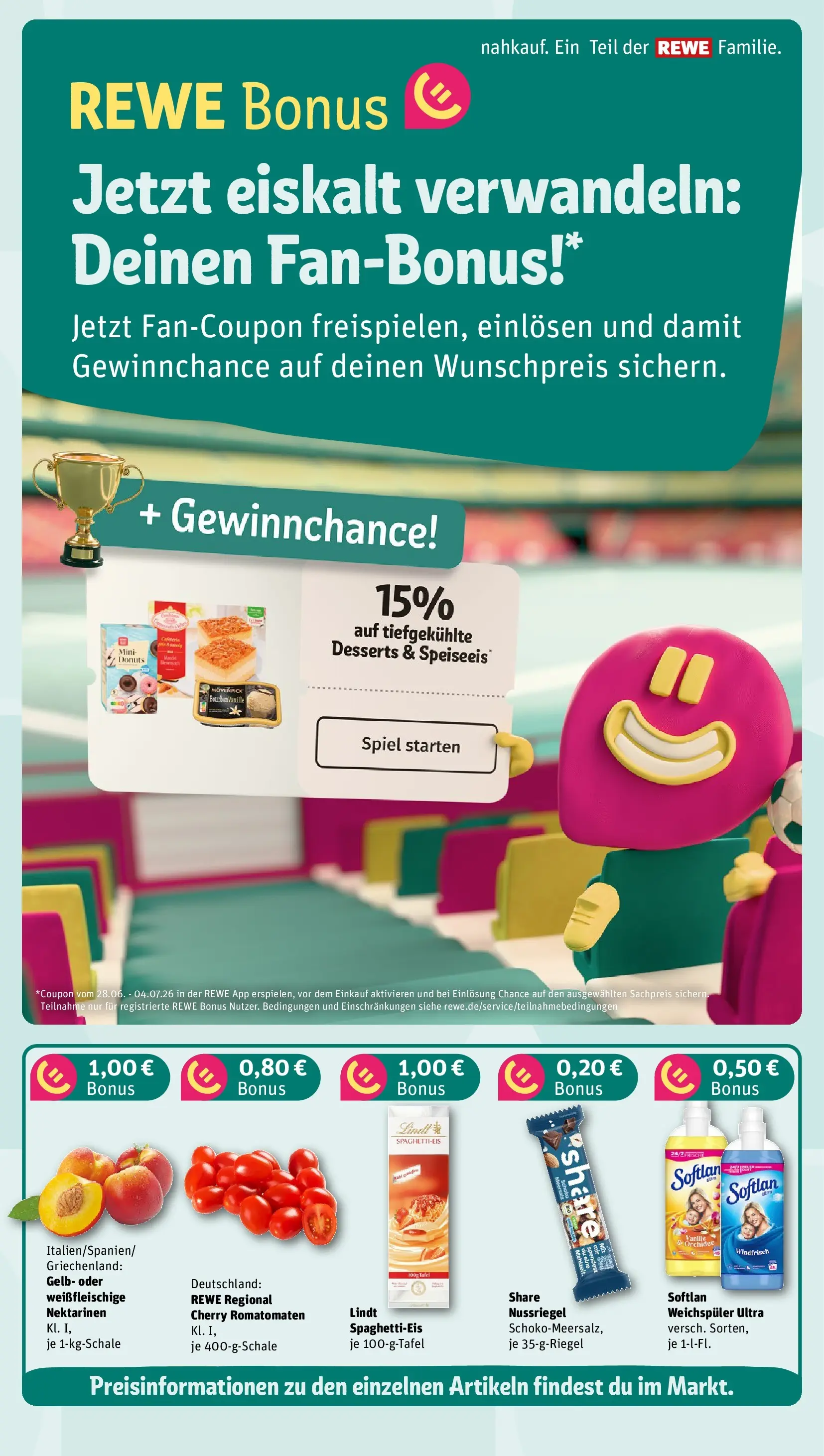 REWE Prospekt ab 29.06.2026 zum Blättern » Angebote | Seite: 6 | Produkte: Spiel, Nektarinen, Orchidee, Lindt