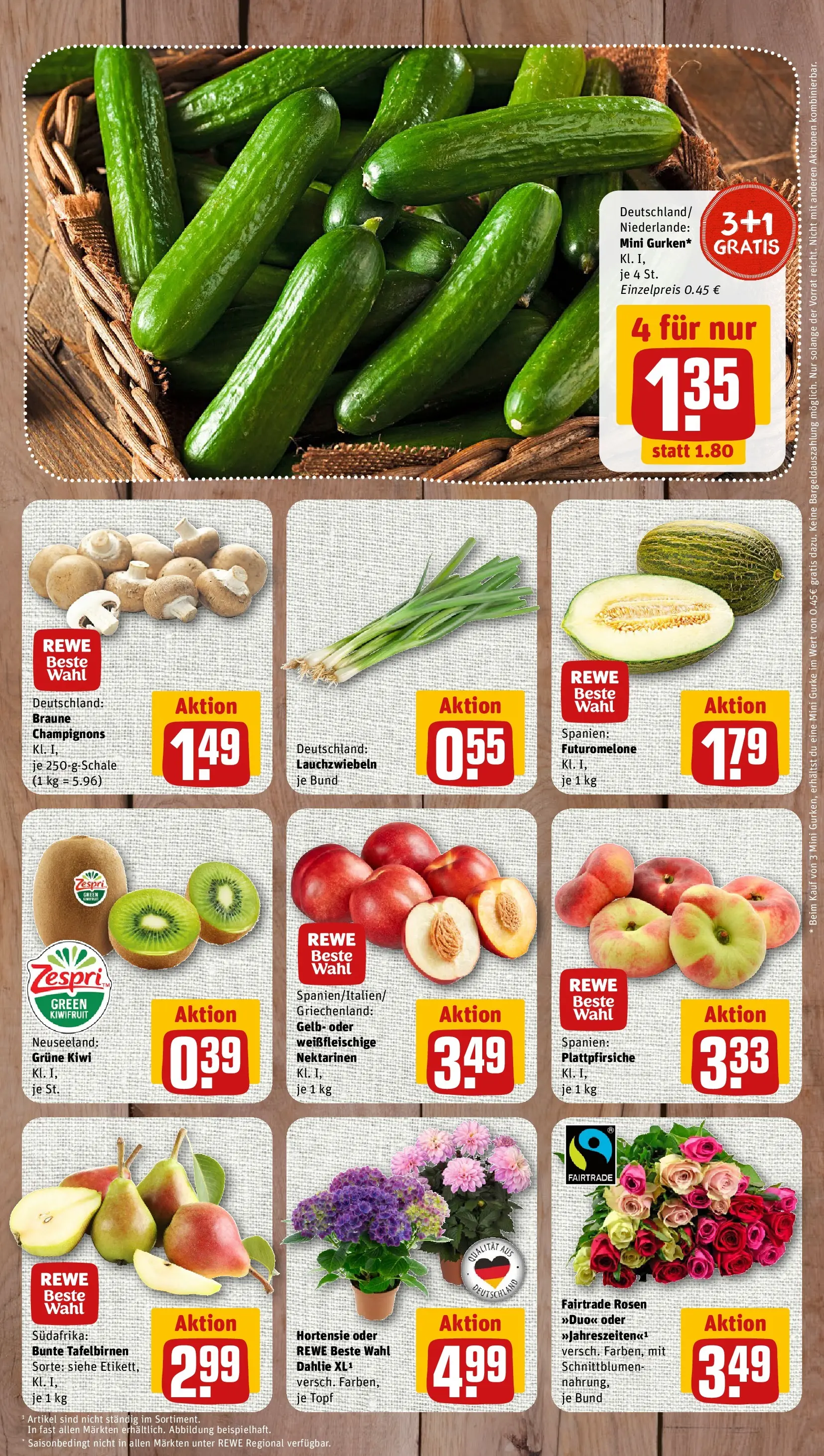 REWE Prospekt ab 29.06.2026 zum Blättern » Angebote | Seite: 4 | Produkte: Hortensie, Nektarinen, Champignons, Kiwi