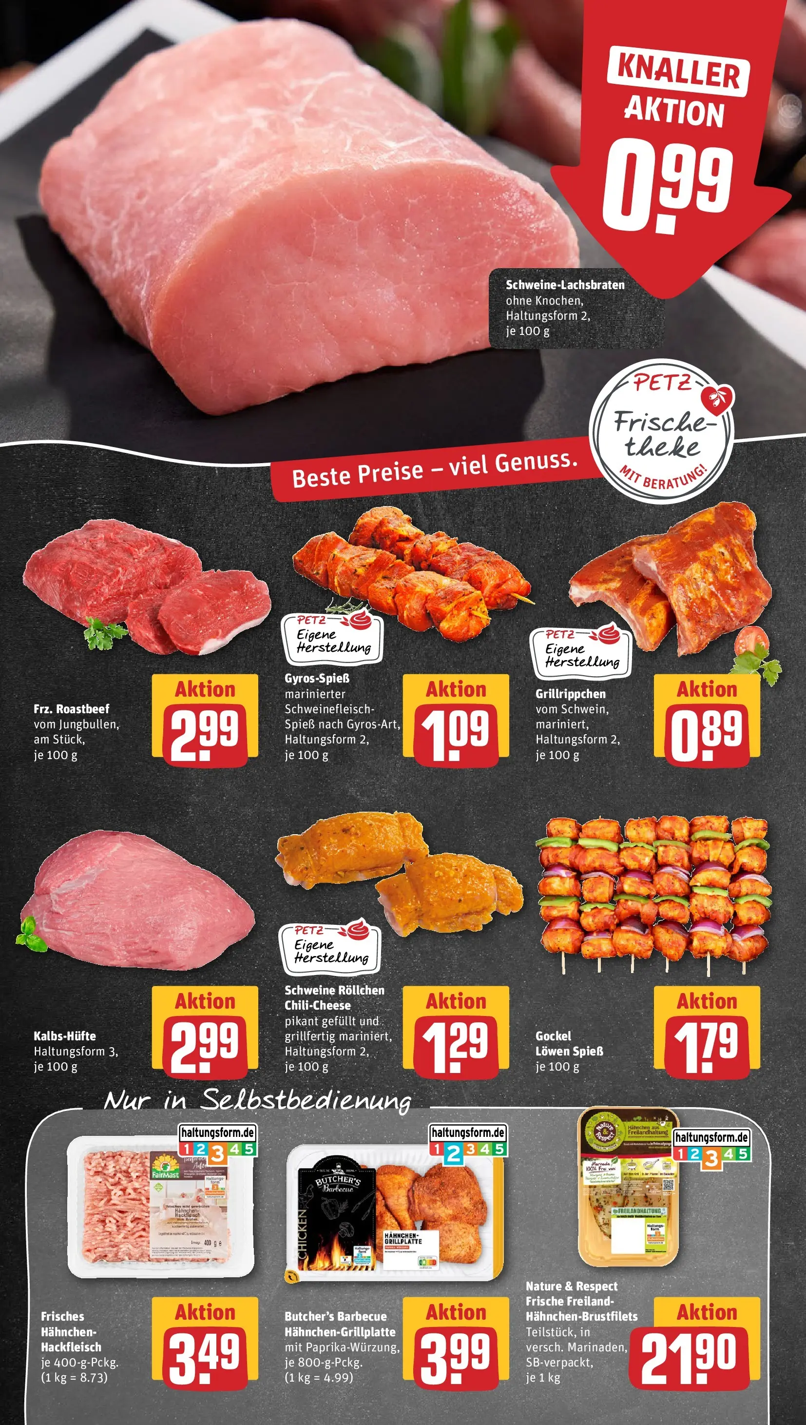 REWE Prospekt ab 29.06.2026 zum Blättern » Angebote | Seite: 10 | Produkte: Hahnchen, Roastbeef, Schweinefleisch, Hackfleisch