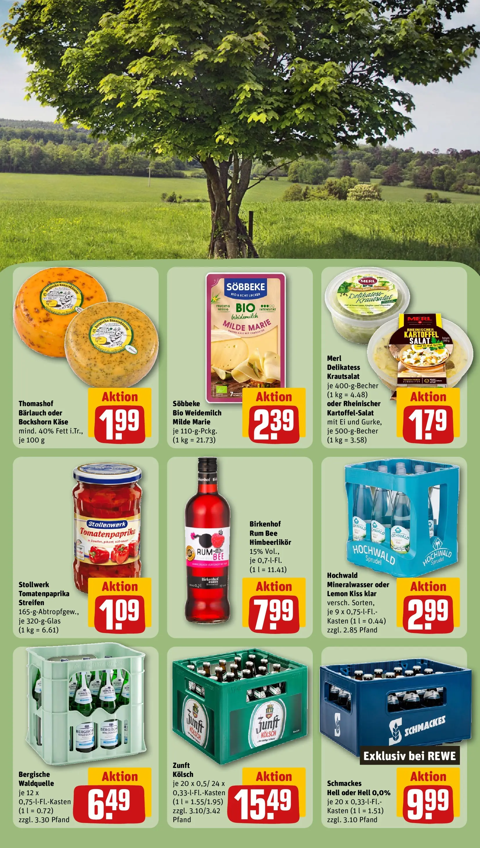 REWE Prospekt ab 29.06.2026 zum Blättern » Angebote | Seite: 25 | Produkte: Käse, Rum, Mineralwasser, Salat
