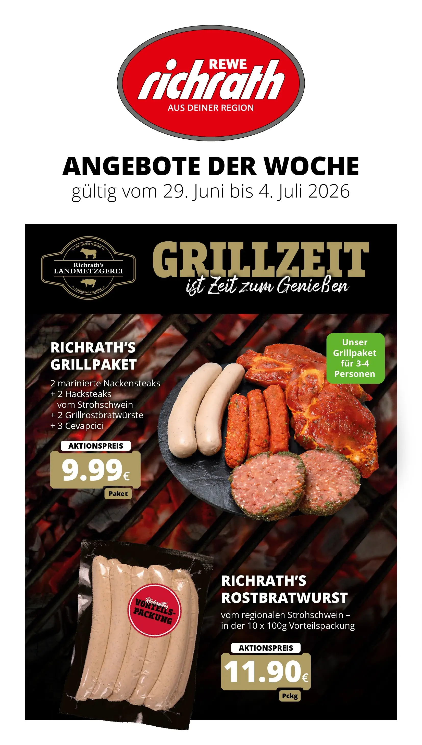 REWE Prospekt ab 29.06.2026 zum Blättern » Angebote | Seite: 1 | Produkte: Nackensteaks, Cevapcici
