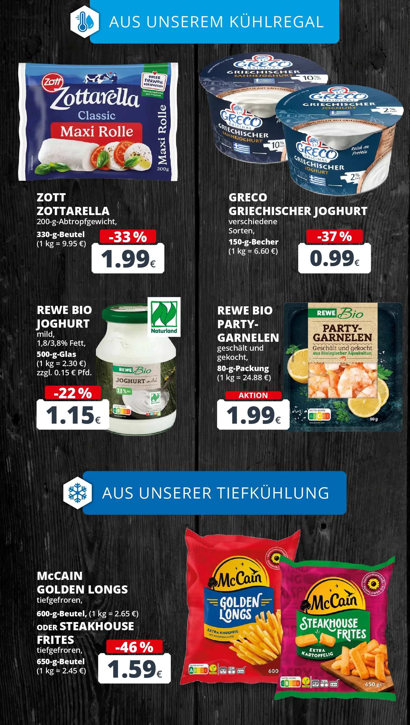 REWE Prospekt ab 29.06.2026 zum Blättern » Angebote | Seite: 17 | Produkte: Milch, Joghurt, Garnelen, McCain