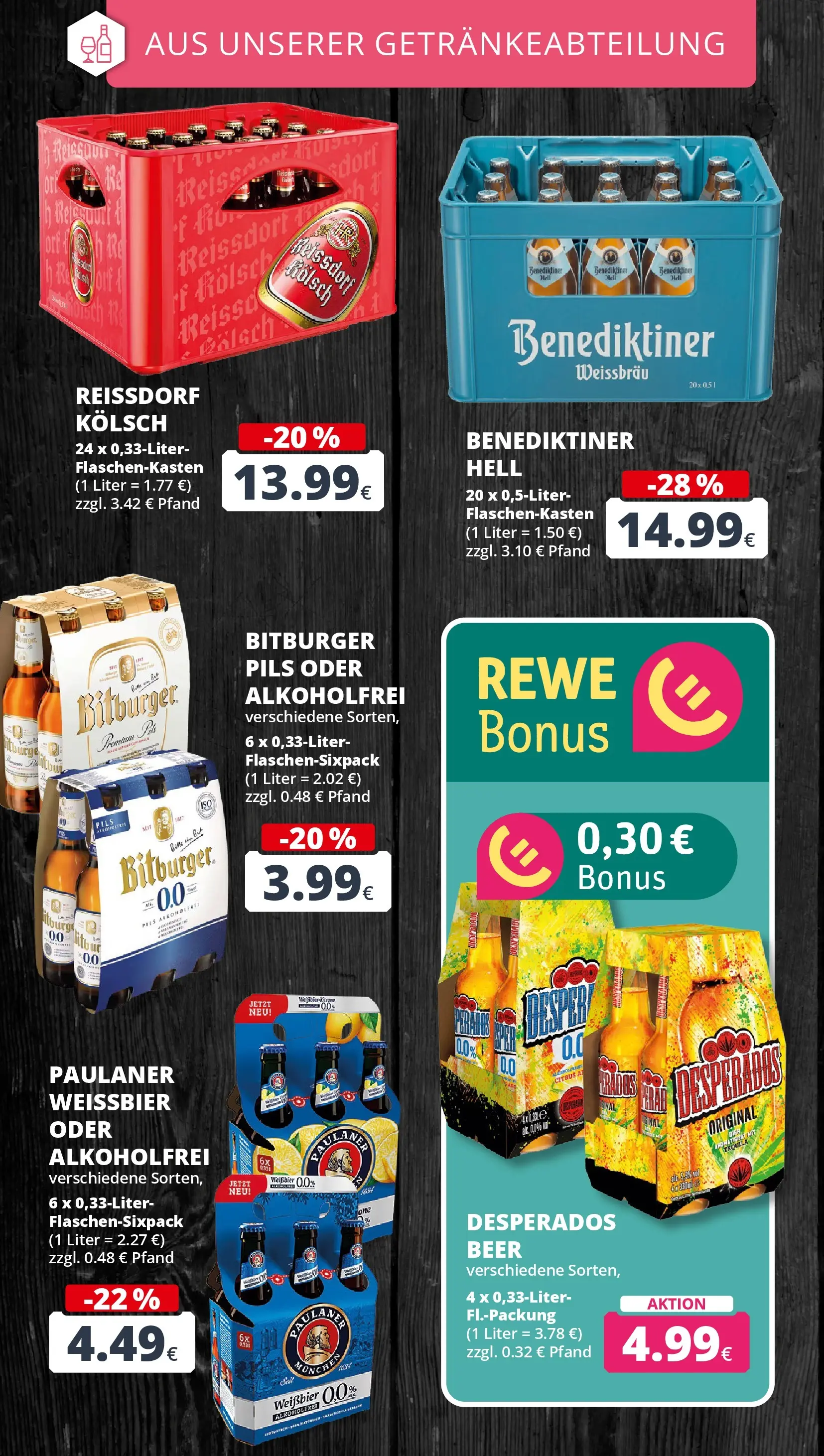 REWE Prospekt ab 29.06.2026 zum Blättern » Angebote | Seite: 19 | Produkte: Bitburger, Bier, Tequila, Desperados
