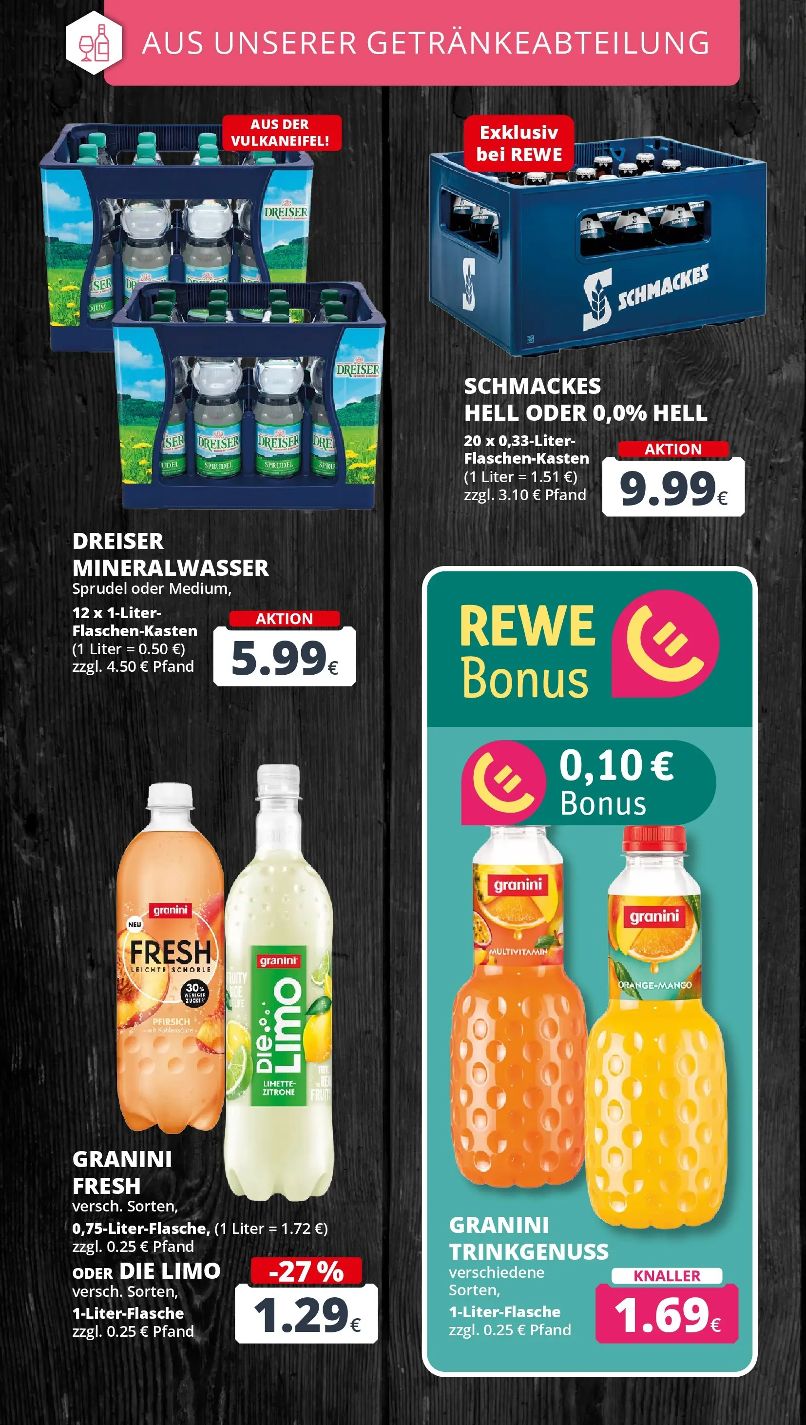 REWE Prospekt ab 29.06.2026 zum Blättern » Angebote | Seite: 20 | Produkte: Mineralwasser, Zucker, Pfirsich, Granini