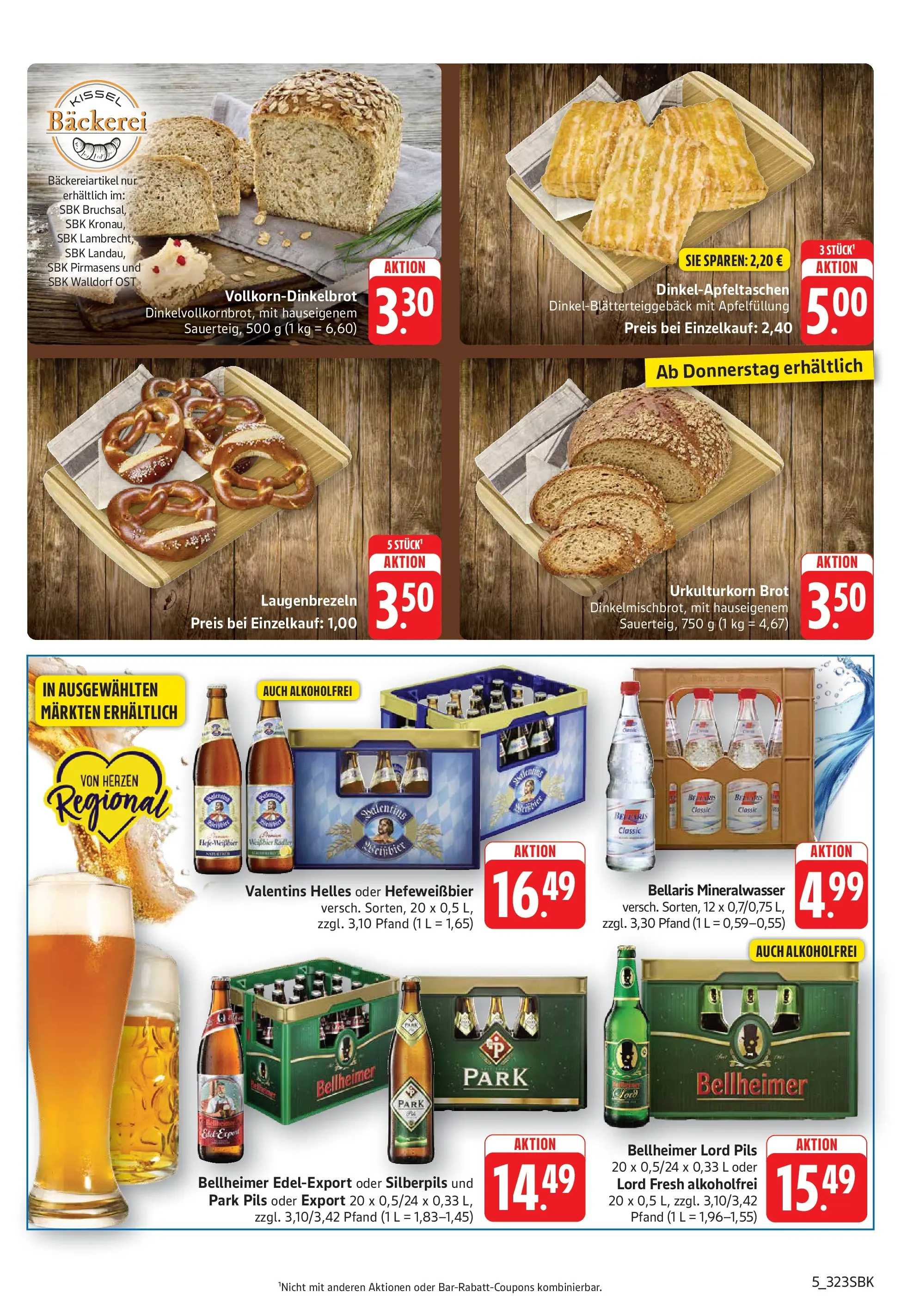 E center - E center: Wochenangebote (ab 28.06.2026) zum Blättern | Seite: 7 | Produkte: Bäckerei, Pils, Mineralwasser, Brot