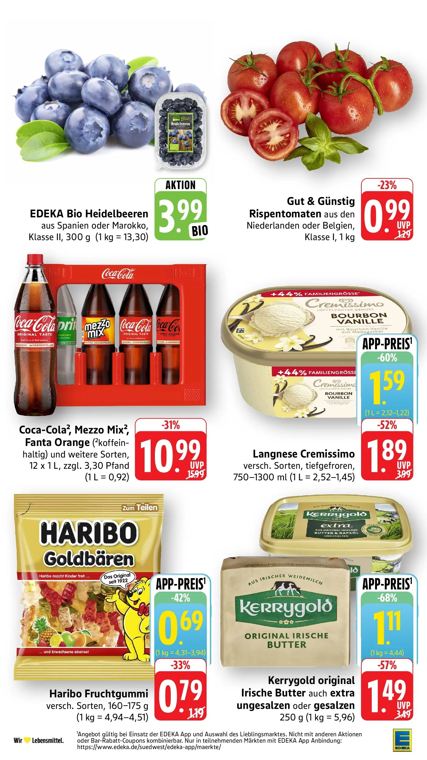 Edeka Prospekt Mössingen (ab 29.06.2026) » Angebote Online | Seite: 9 | Produkte: Langnese, Cola, Butter, Heidelbeeren