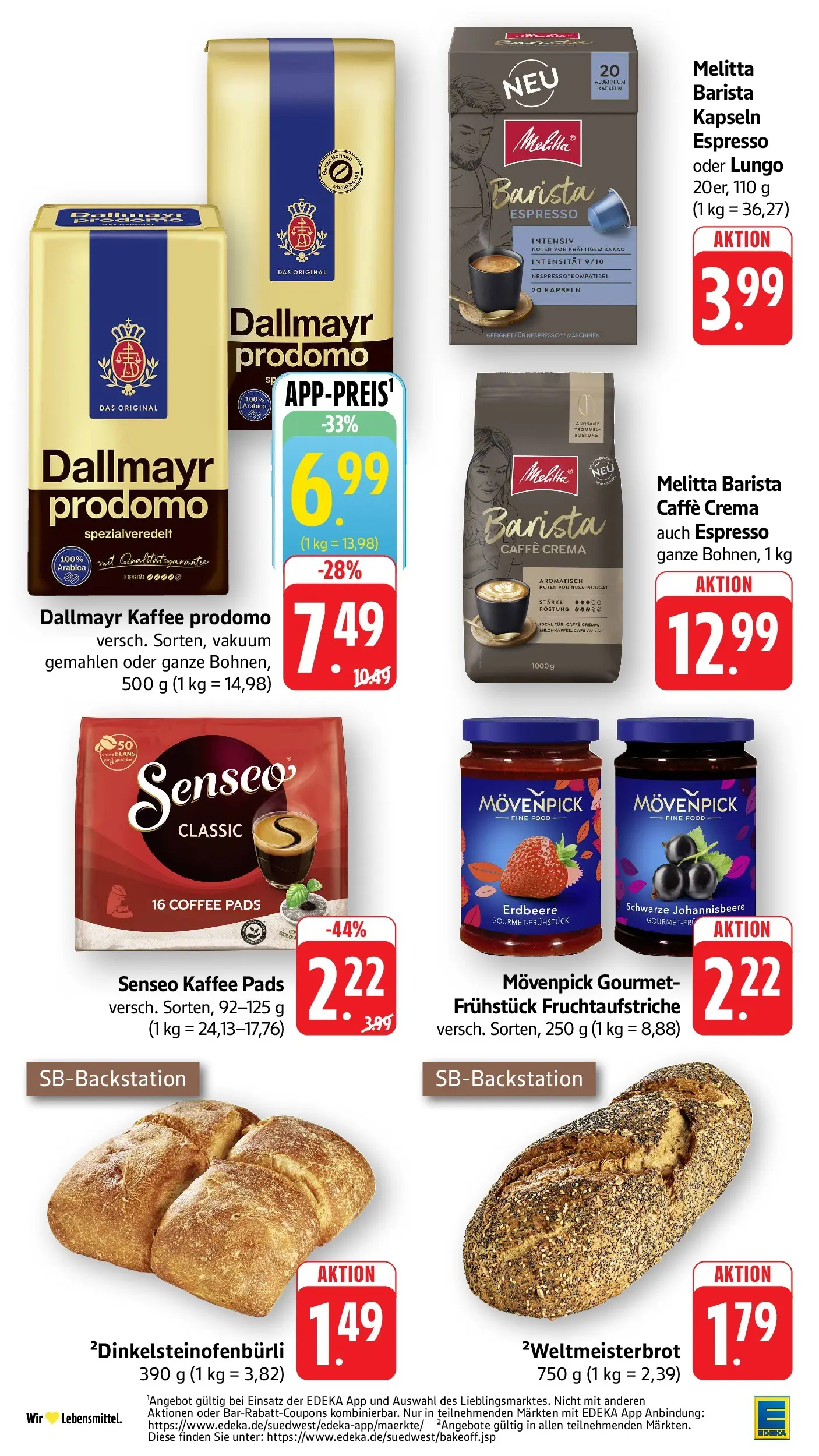 Edeka Prospekt Mössingen (ab 29.06.2026) » Angebote Online | Seite: 28 | Produkte: Melitta, Senseo, Kaffee, Dallmayr