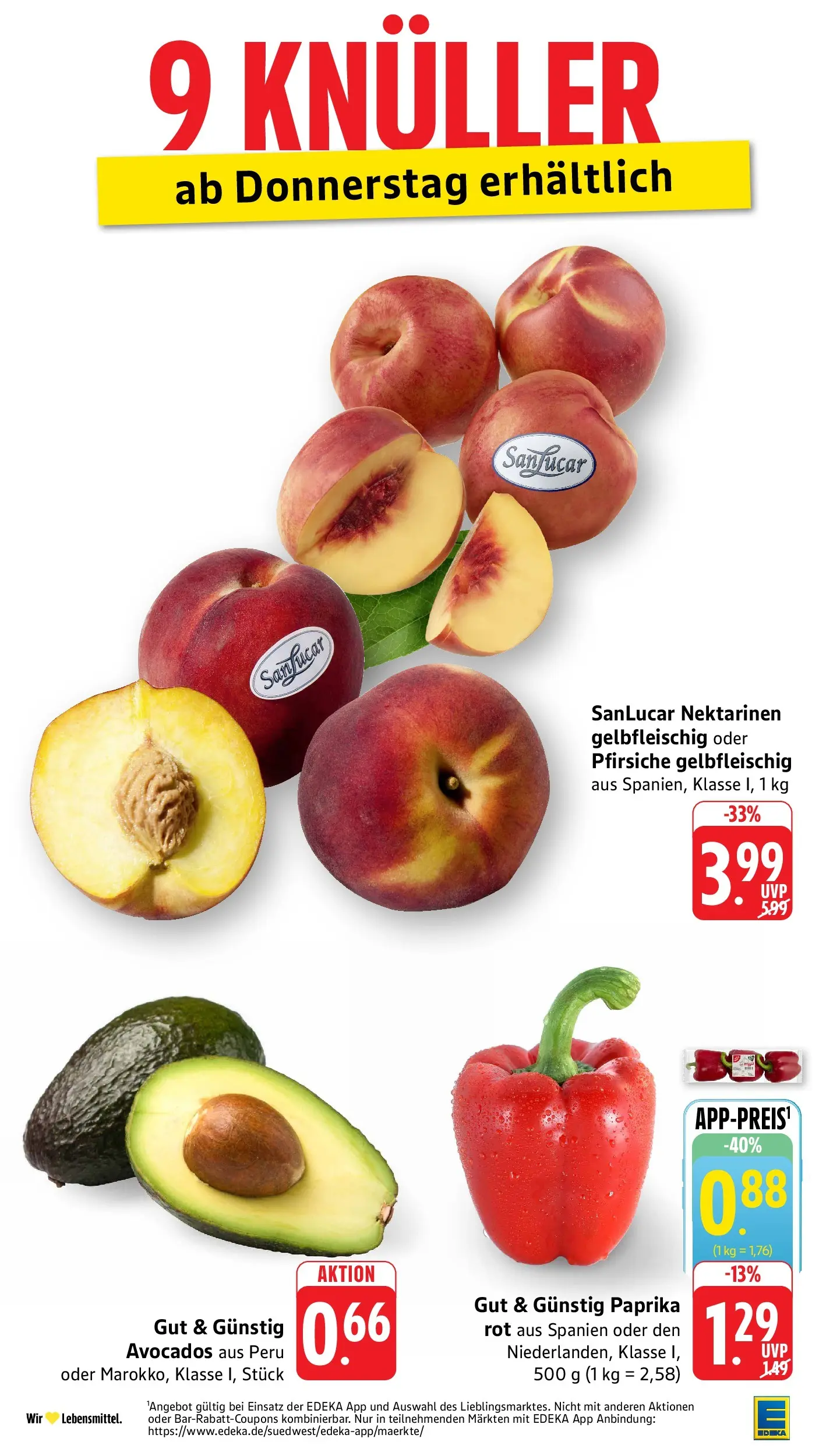 Edeka Prospekt Mössingen (ab 29.06.2026) » Angebote Online | Seite: 43 | Produkte: Nektarinen, Paprika