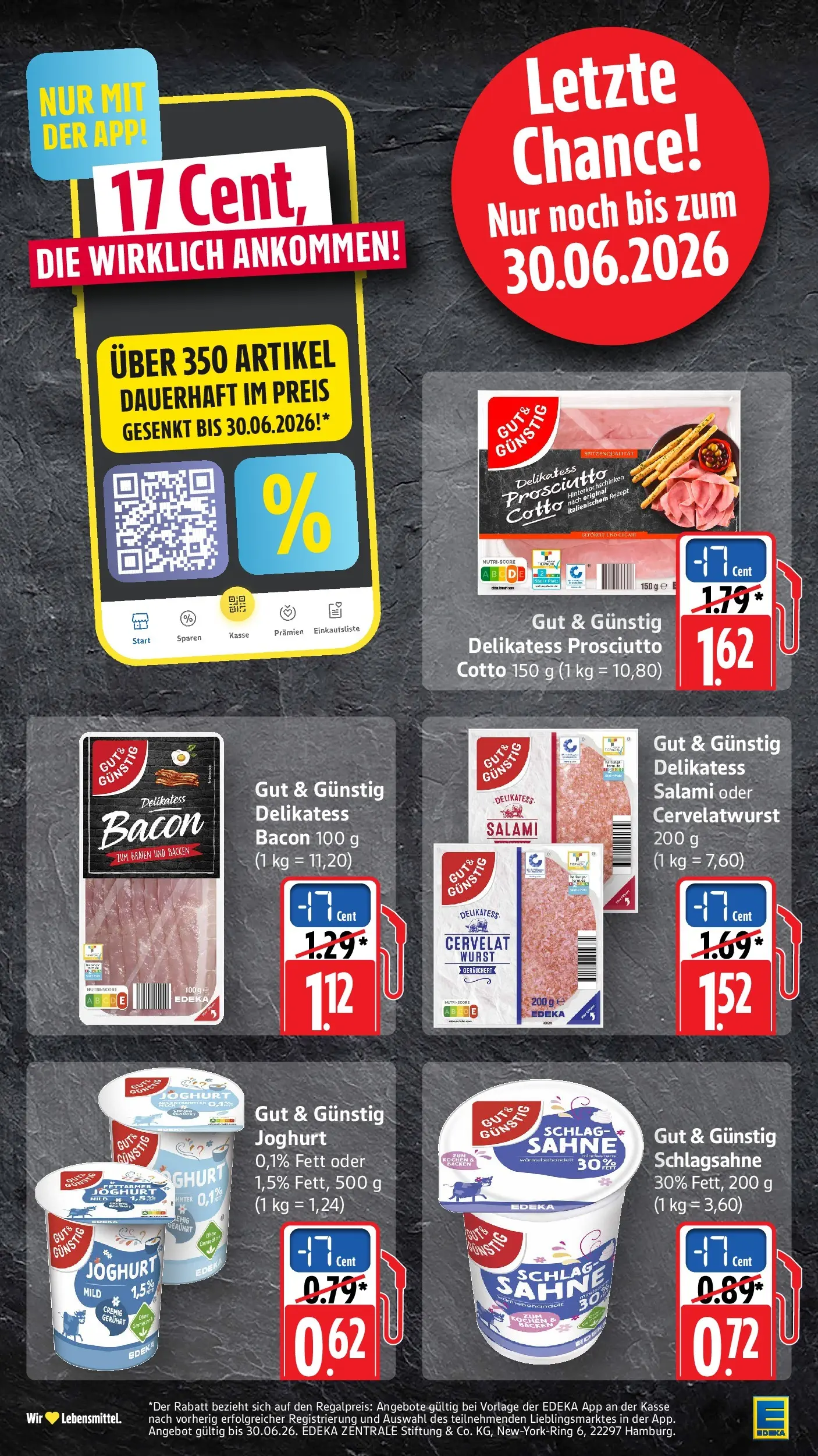 Edeka Prospekt Mössingen (ab 29.06.2026) » Angebote Online | Seite: 58 | Produkte: Schlagsahne, Joghurt, Salami, Sahne