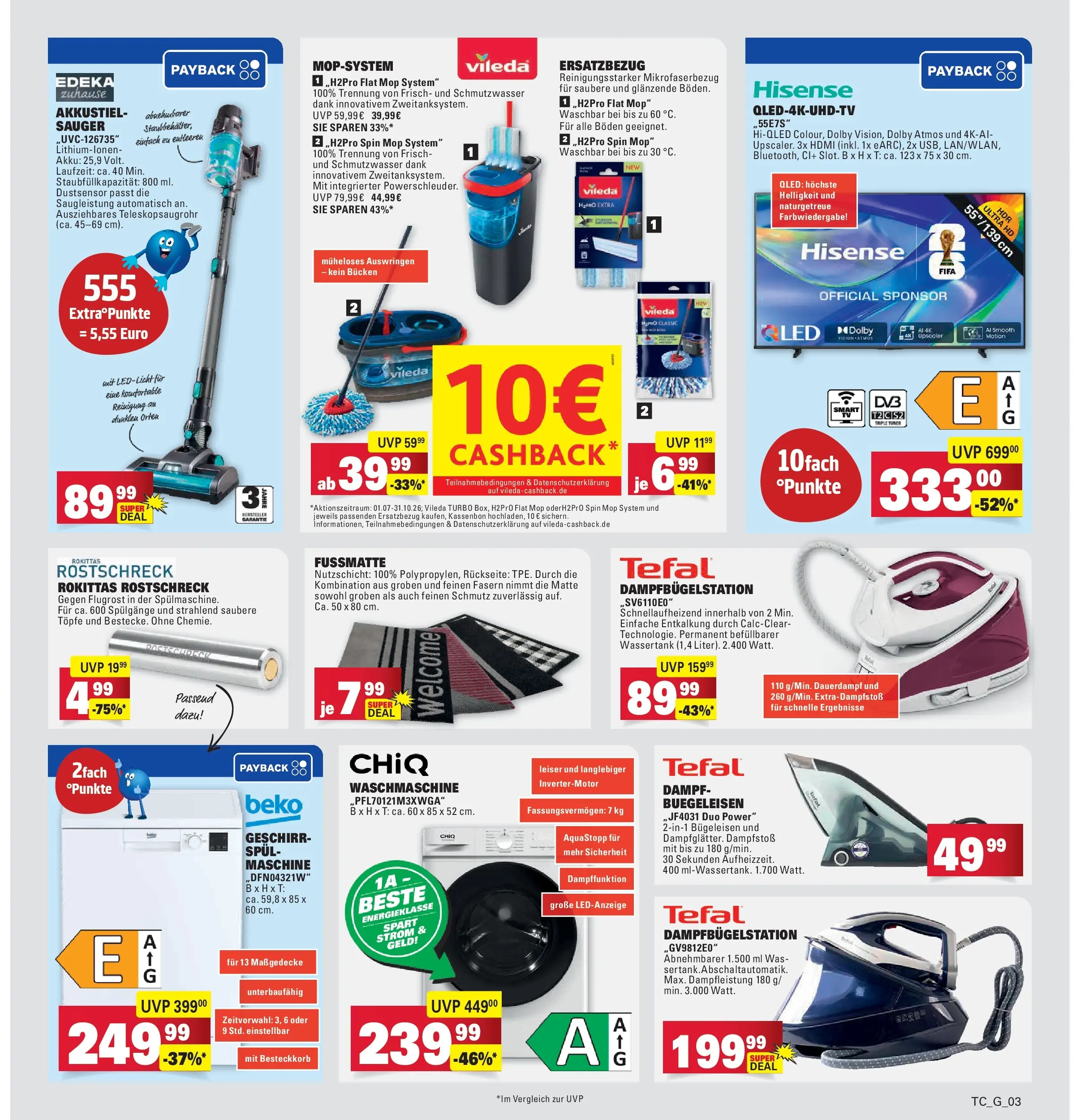 Marktkauf - Marktkauf: Wochenangebote (ab 29.06.2026) » Angebote online | Seite: 37 | Produkte: Hisense, Bügeleisen, Waschmaschine, Fußmatte