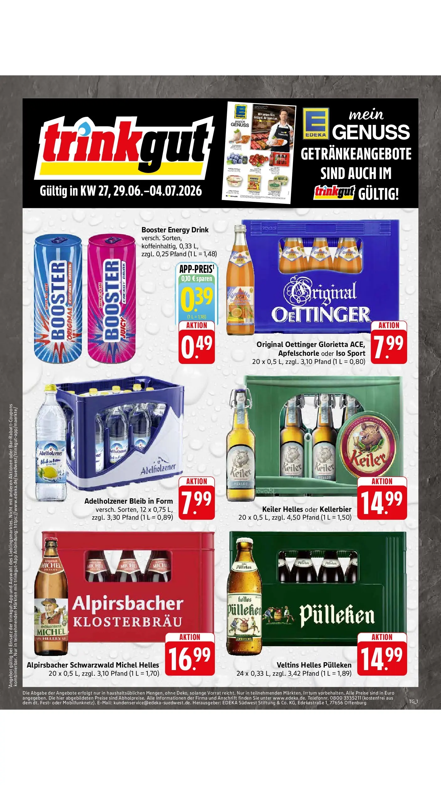 Edeka Prospekt Mössingen (ab 29.06.2026) » Angebote Online | Seite: 54 | Produkte: Helles pulleken, Energy, Oettinger, Veltins