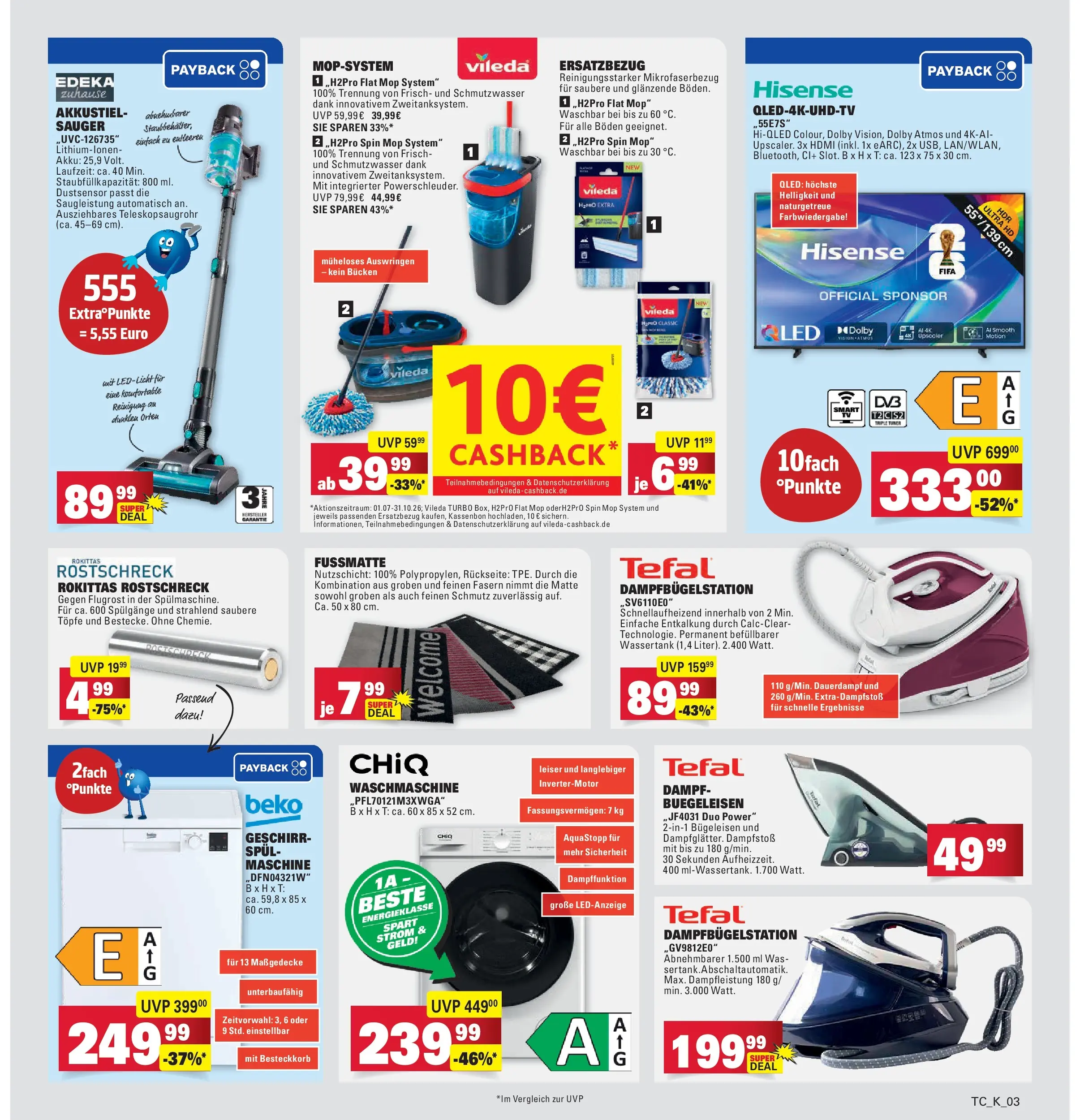 Marktkauf Prospekt Friedrichshafen (ab 29.06.2026) » Angebote online | Seite: 37 | Produkte: Hisense, Bügeleisen, Waschmaschine, Fußmatte