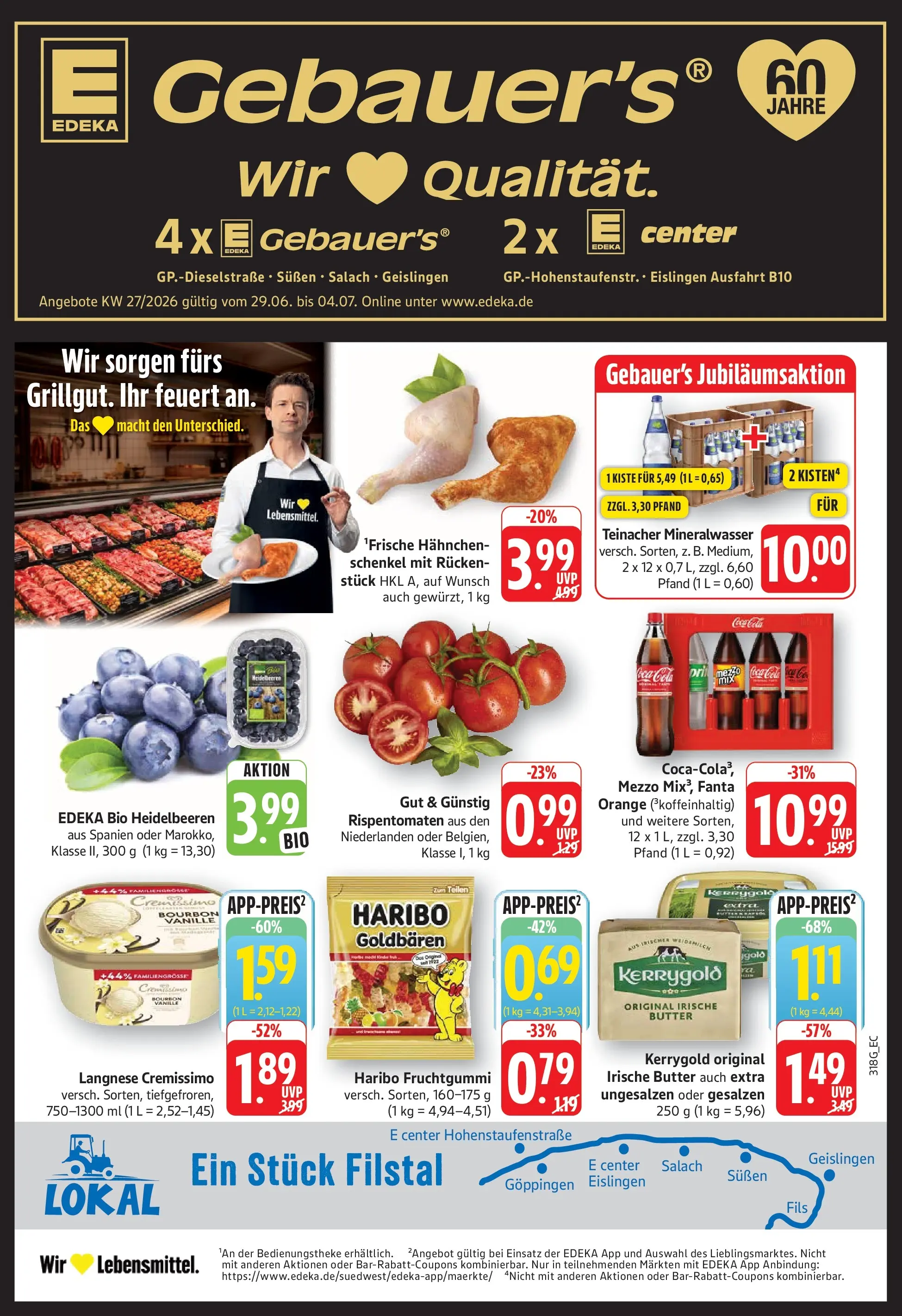 Edeka prospekt Göppingen (ab 29.06.2026) » Angebote Online | Seite: 3 | Produkte: Langnese, Hahnchen, Haribo, Heidelbeeren