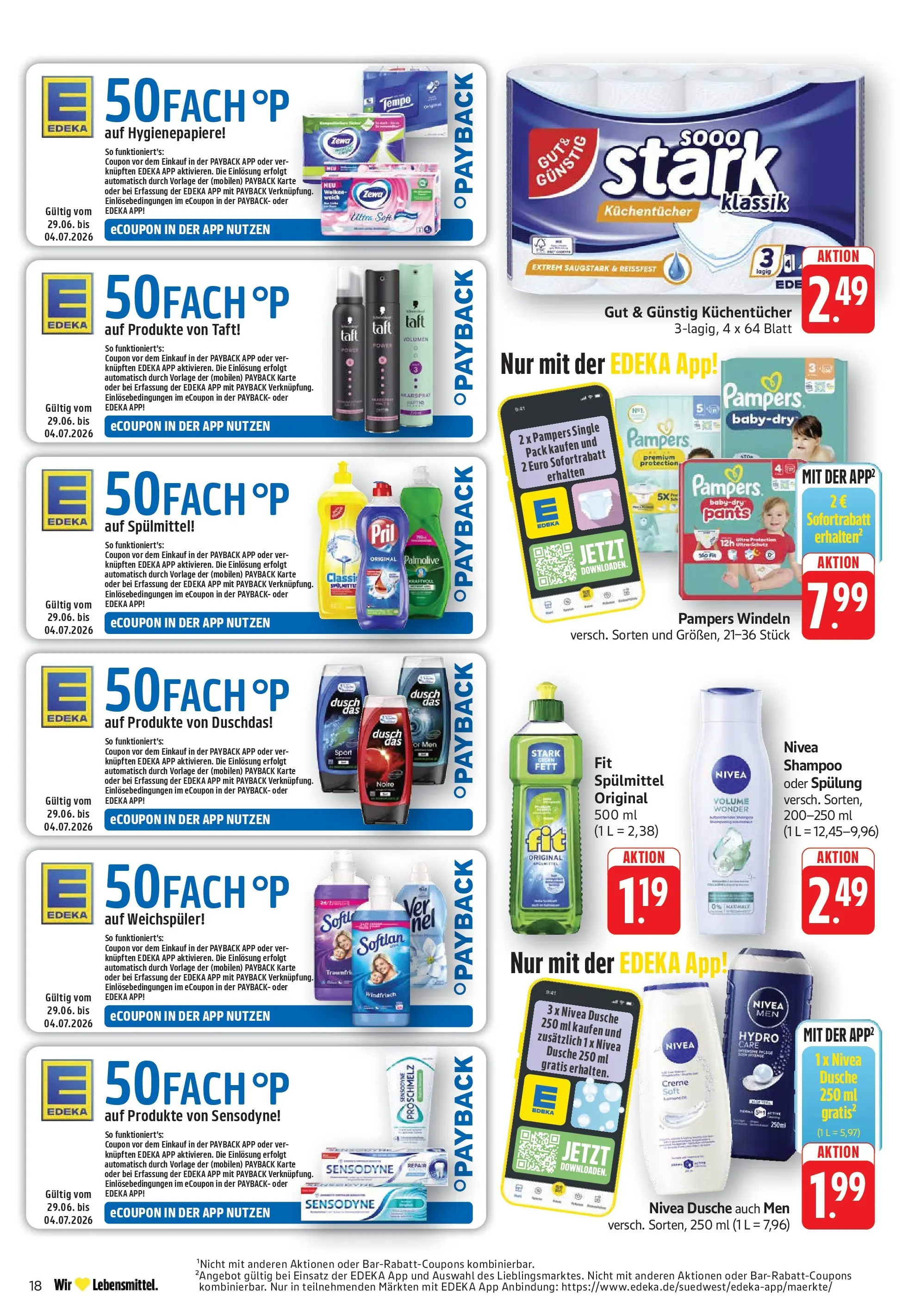 Edeka prospekt Göppingen (ab 29.06.2026) » Angebote Online | Seite: 20 | Produkte: Dusche, Pampers, Creme, Pril
