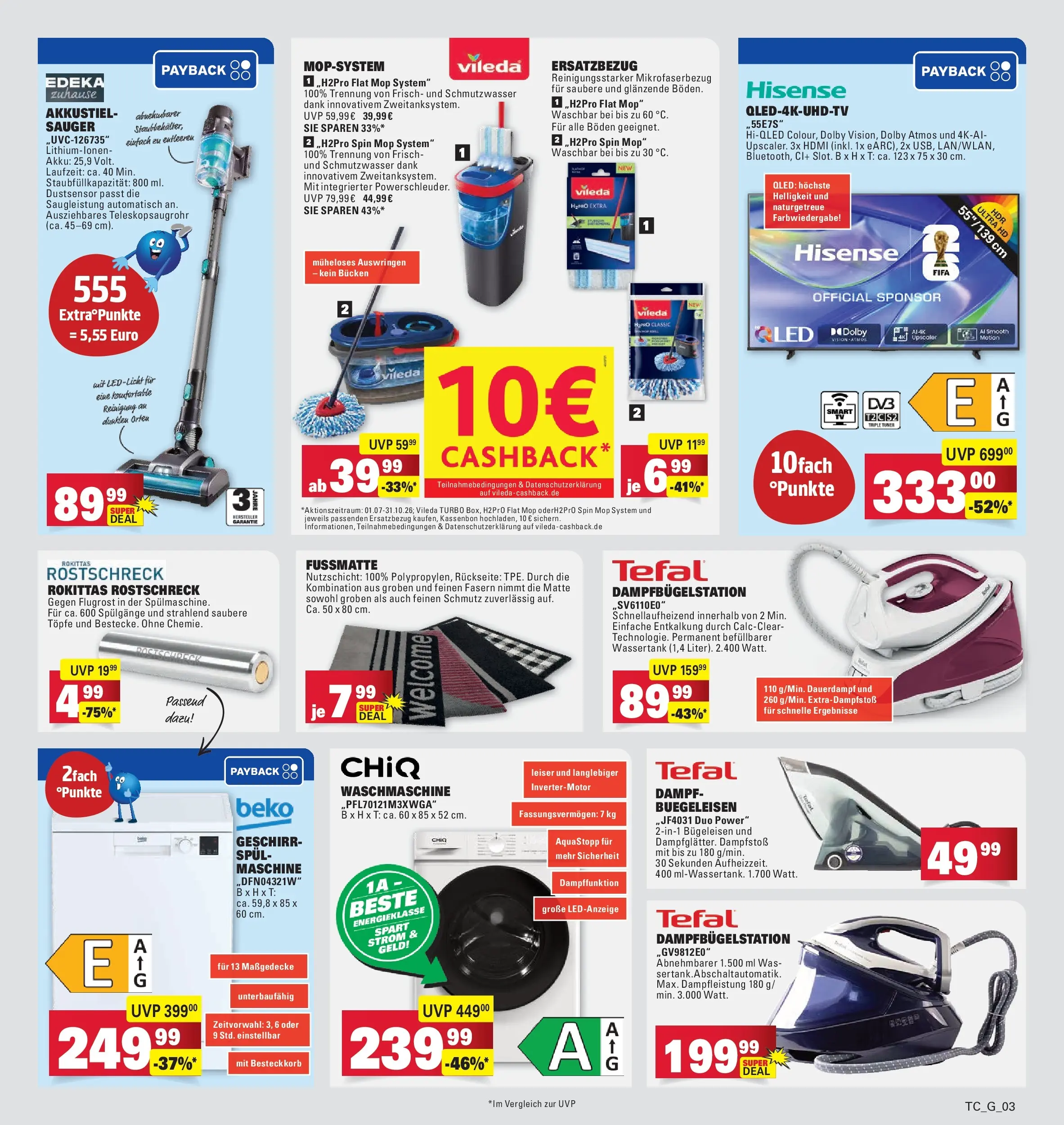Edeka prospekt Göppingen (ab 29.06.2026) » Angebote Online | Seite: 33 | Produkte: Hisense, Bügeleisen, Waschmaschine, Fußmatte