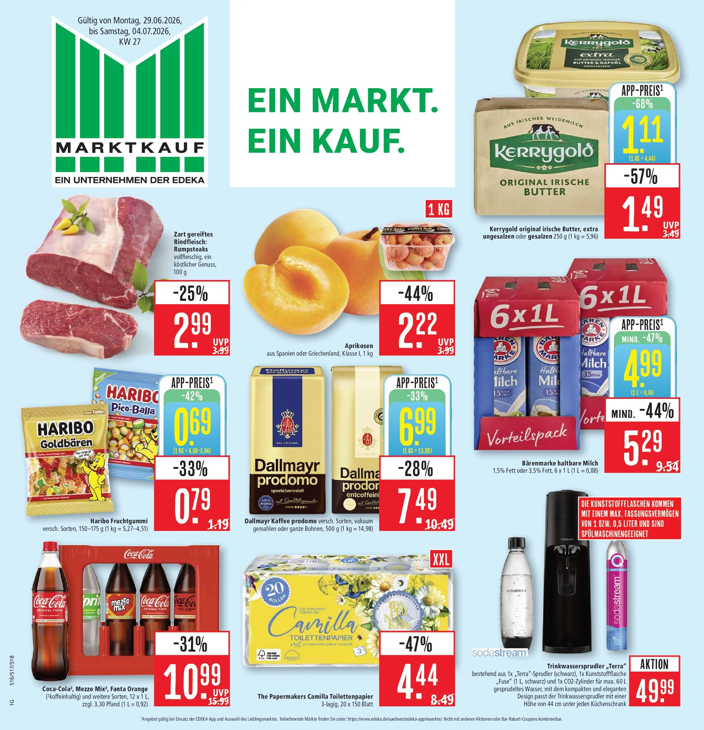 Marktkauf - Marktkauf: Wochenangebote (ab 29.06.2026) » Angebote online | Seite: 1 | Produkte: Butter, Kaffee, Rindfleisch, Sodastream