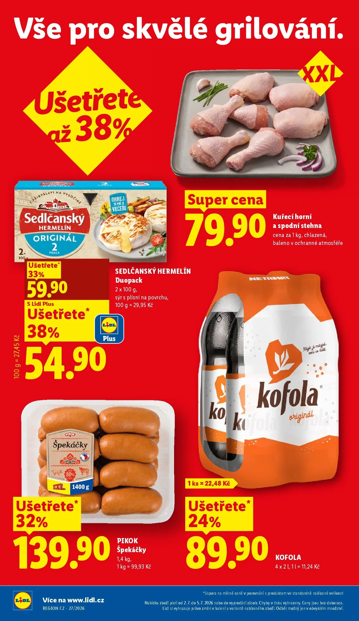 Lidl leták od 01.07.2026 - Nový akční leták | Strana: 4 | Produkty: Sedlčanský Hermelín, Špekáčky, Hermelín, Pikok