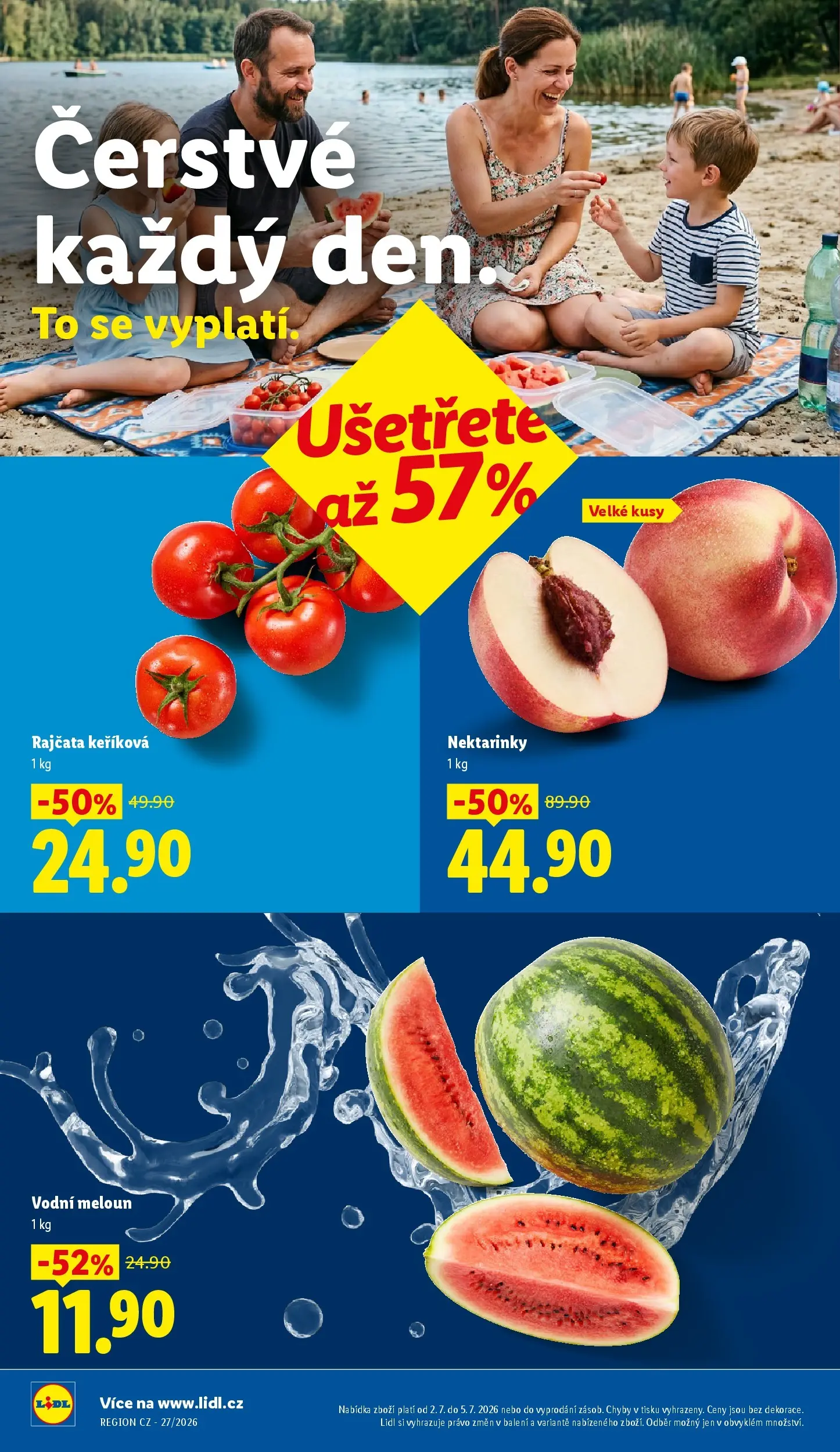 Lidl leták od 01.07.2026 - Nový akční leták | Strana: 10 | Produkty: Meloun, Rajčata, Nektarinky, Meloun vodní