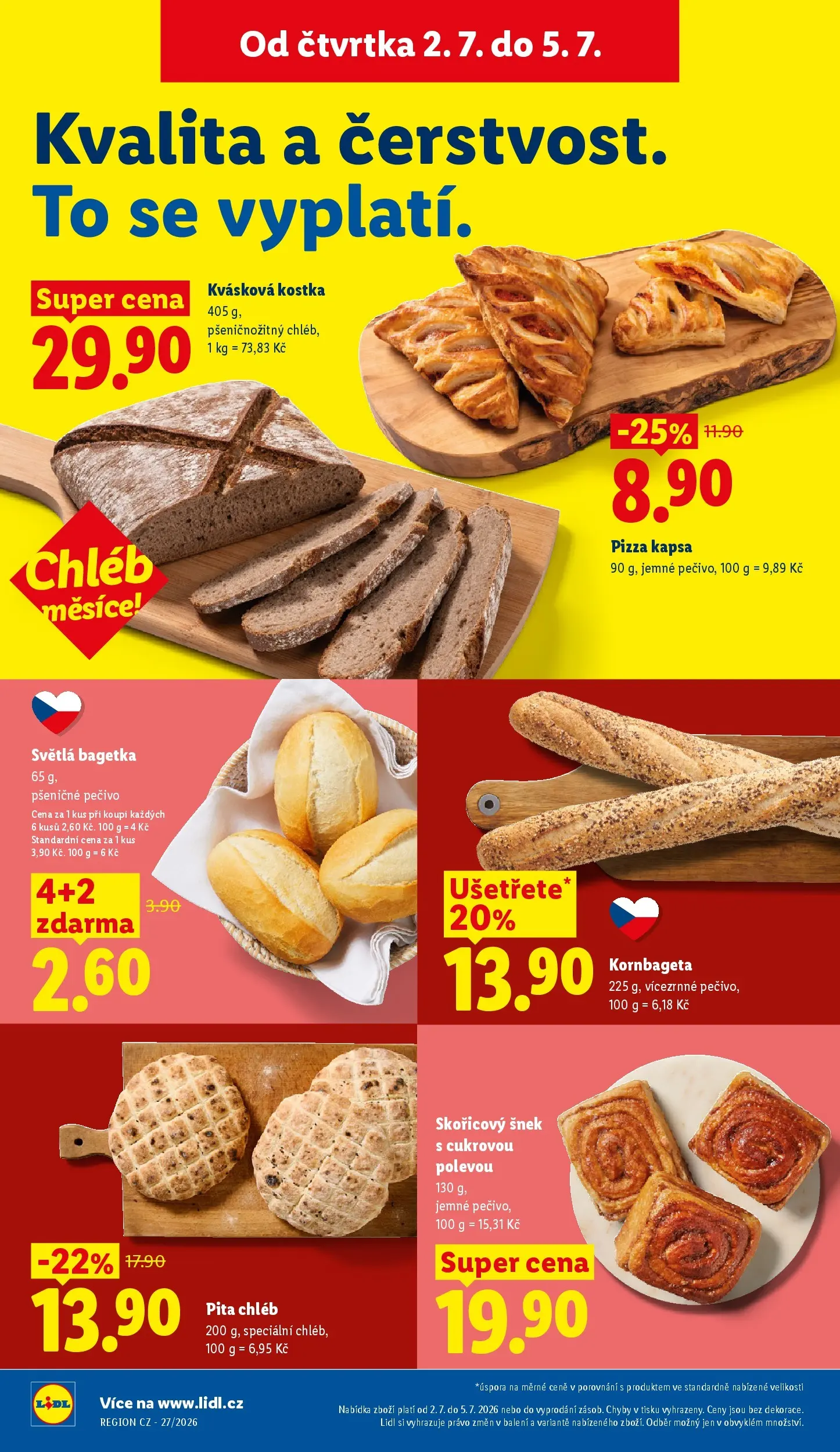 Lidl leták od 01.07.2026 - Nový akční leták | Strana: 12 | Produkty: Chléb, Pizza, Pizza kapsa, Pita chléb
