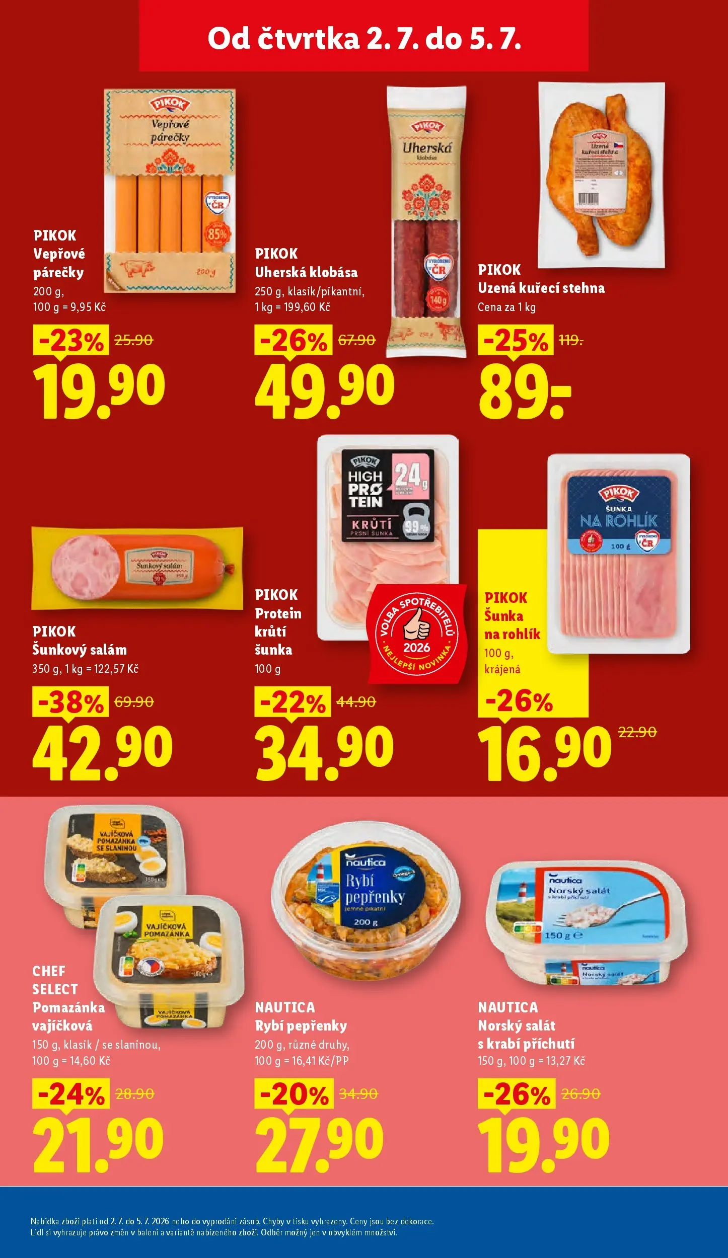 Lidl leták od 01.07.2026 - Nový akční leták | Strana: 17 | Produkty: Uzená kuřecí stehna, Salát, Pomazánka, Kuřecí stehna