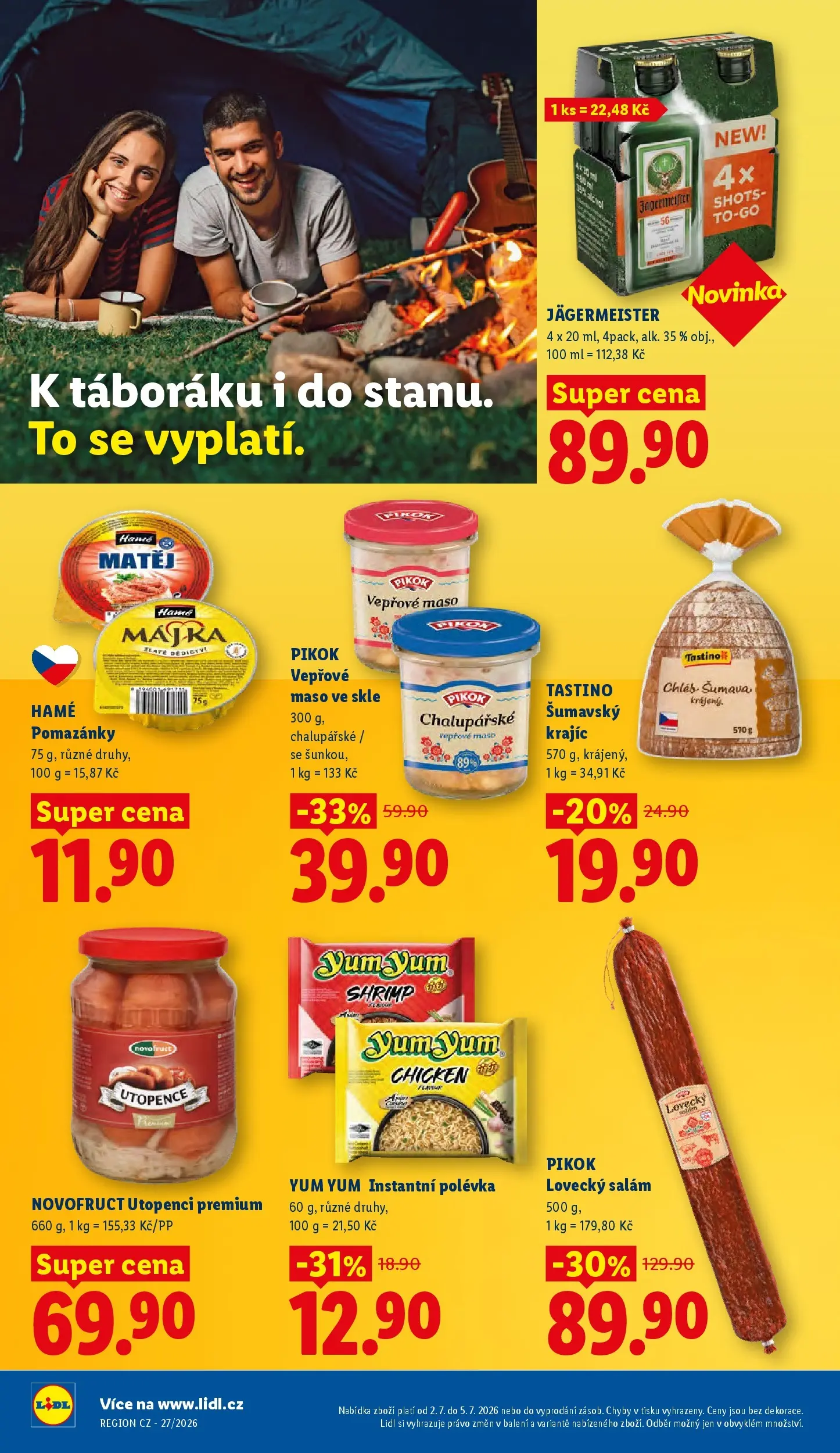 Lidl leták od 01.07.2026 - Nový akční leták | Strana: 20 | Produkty: Yum Yum, Salám, Maso, Lovecký salám