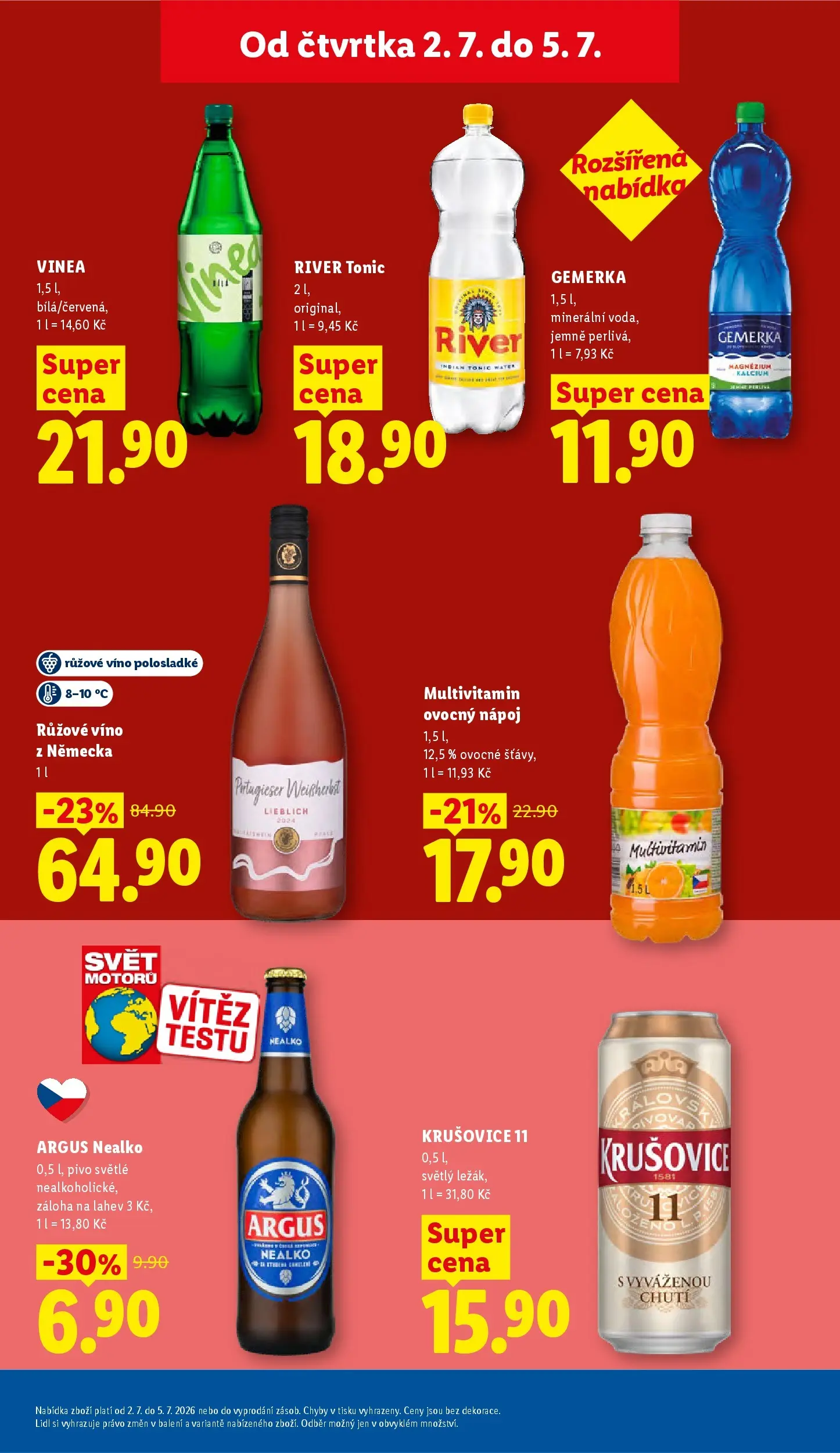Lidl leták od 01.07.2026 - Nový akční leták | Strana: 23 | Produkty: Gemerka, Argus, Tonic Water, Vinea