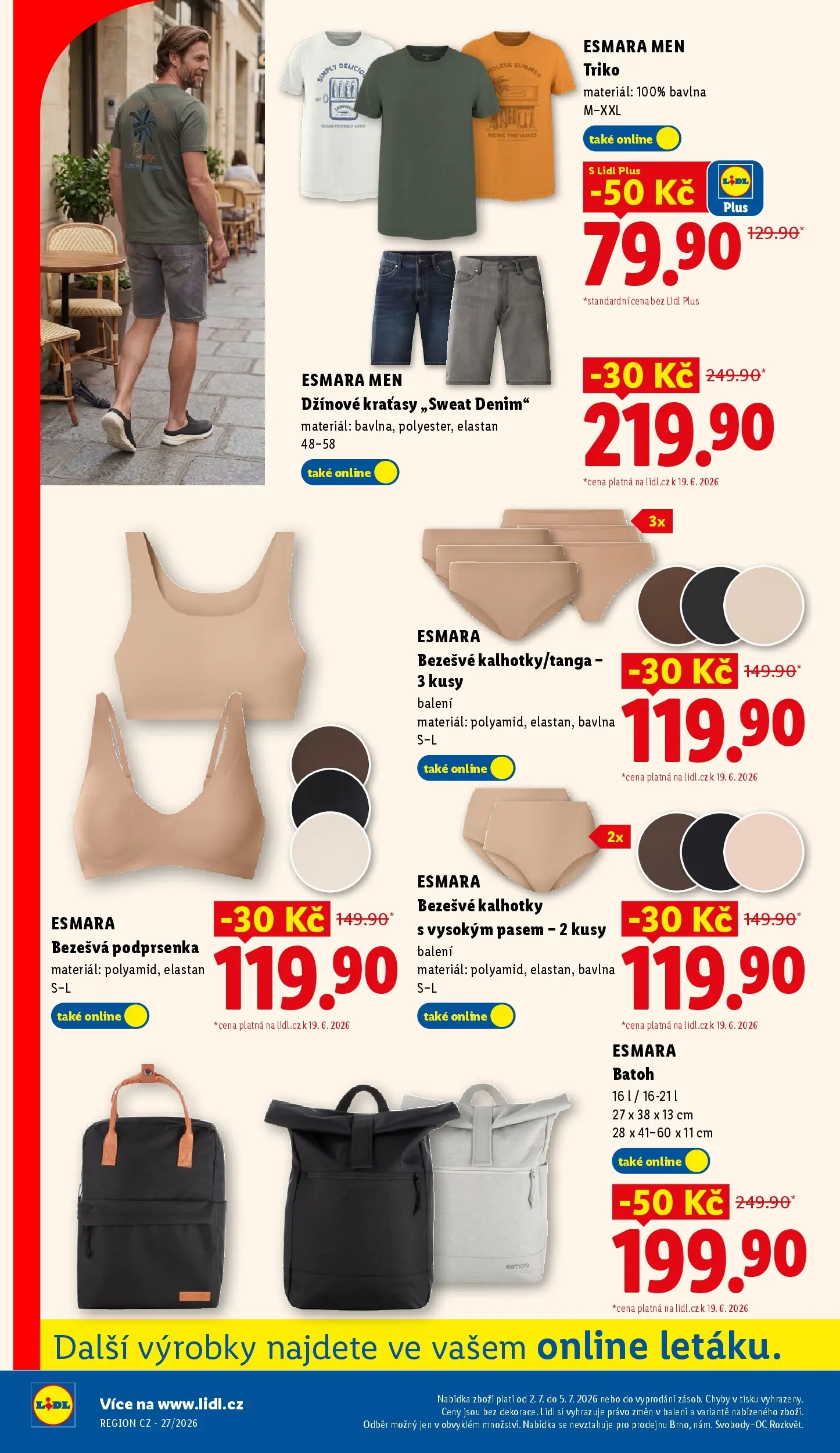 Lidl leták od 28.06.2026 - Nový akční leták | Strana: 22 | Produkty: Kraťasy, Kalhotky, Podprsenka, Bezešvé kalhotky