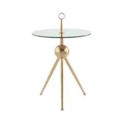 Beistelltisch in Metall, Glas 46/46/52 cm