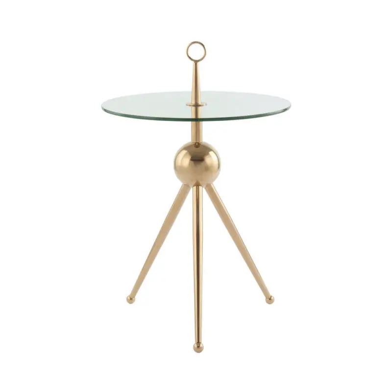 Beistelltisch in Metall, Glas 46/46/52 cm