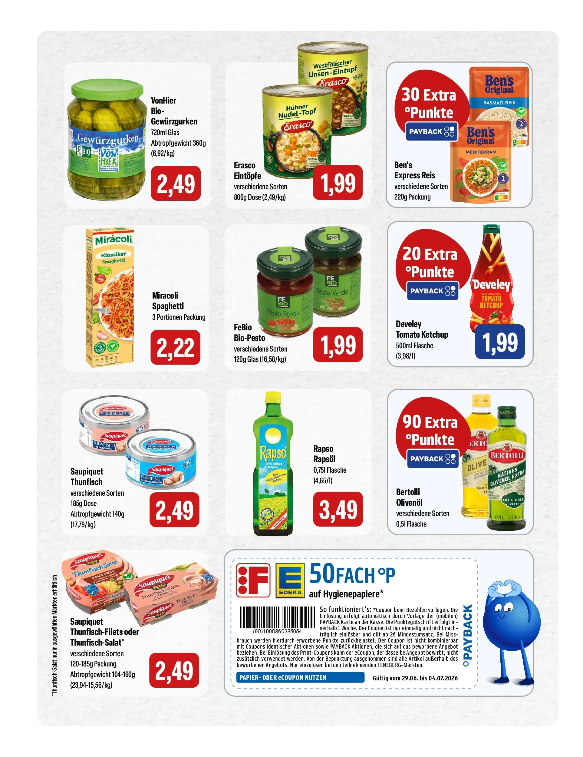 Feneberg Aktuelle Angebote (ab 01.07.2026) zum Blättern | Seite: 12 | Produkte: Thunfisch, Olivenol, Erasco, Ketchup