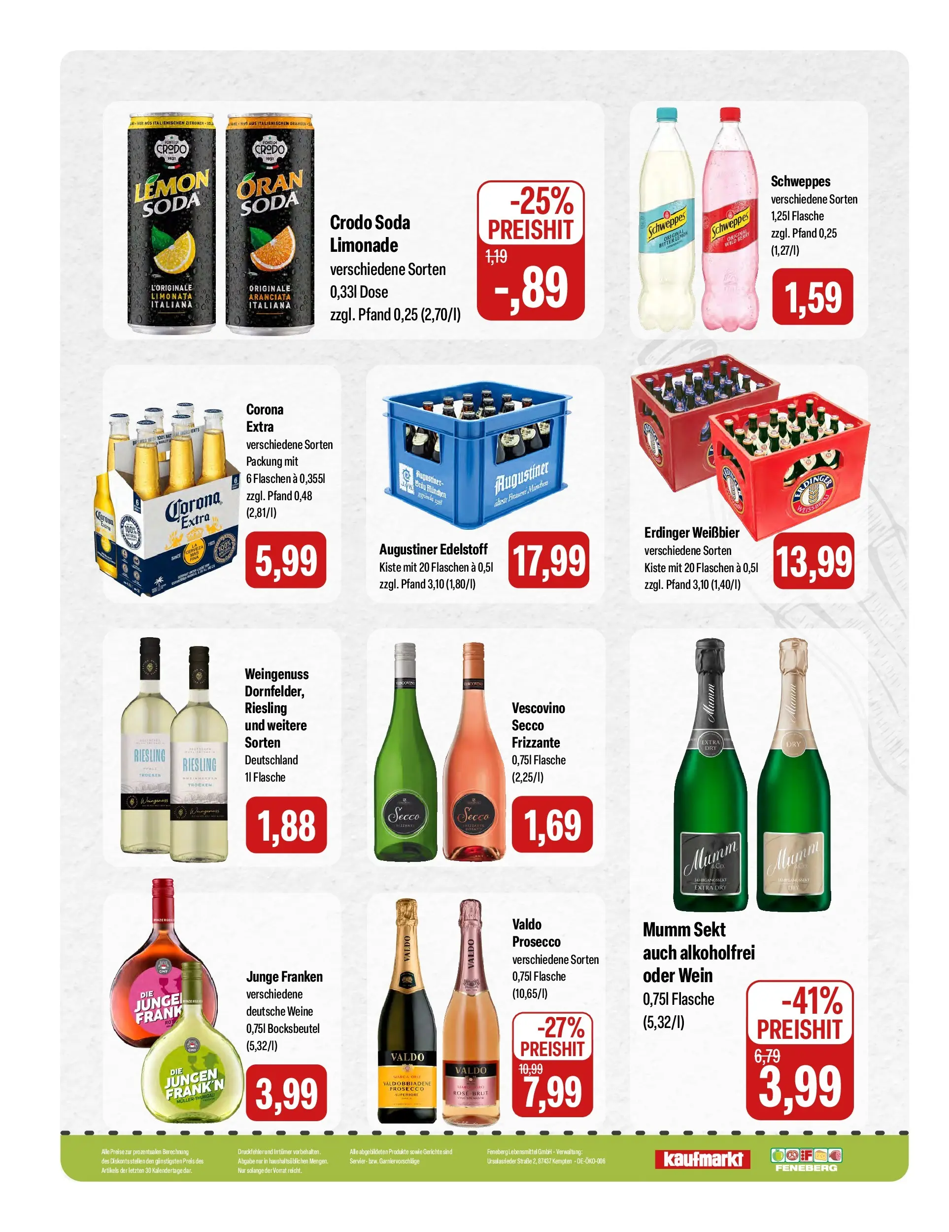 Feneberg Aktuelle Angebote (ab 01.07.2026) zum Blättern | Seite: 16 | Produkte: Mumm sekt, Erdinger, Weißbier, Schweppes