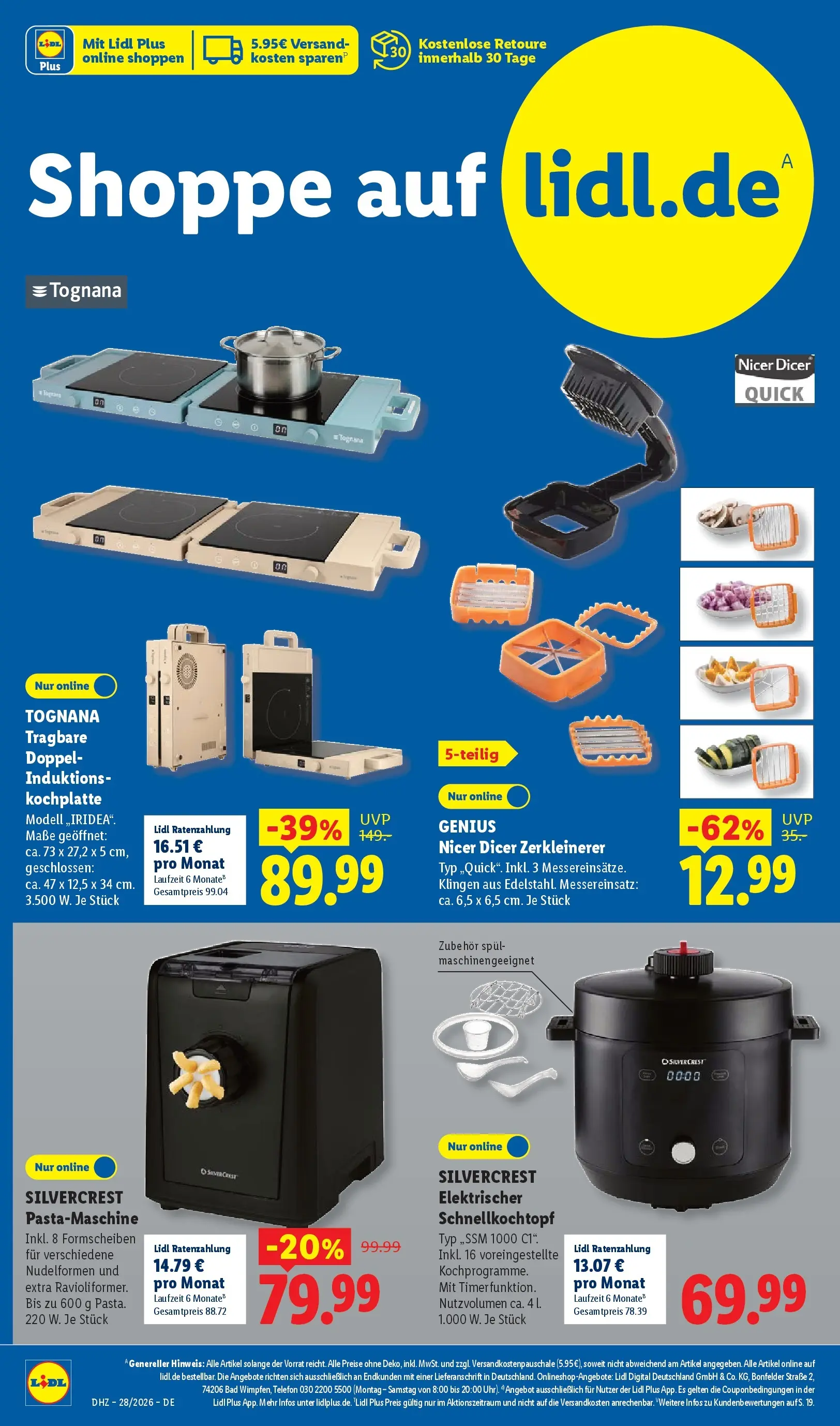 Lidl Prospekt Villingen-schwenningen (ab 05.07.2026) zum Blättern » Angebote | Seite: 6 | Produkte: Bad, Pasta, Kochplatte, Telefon