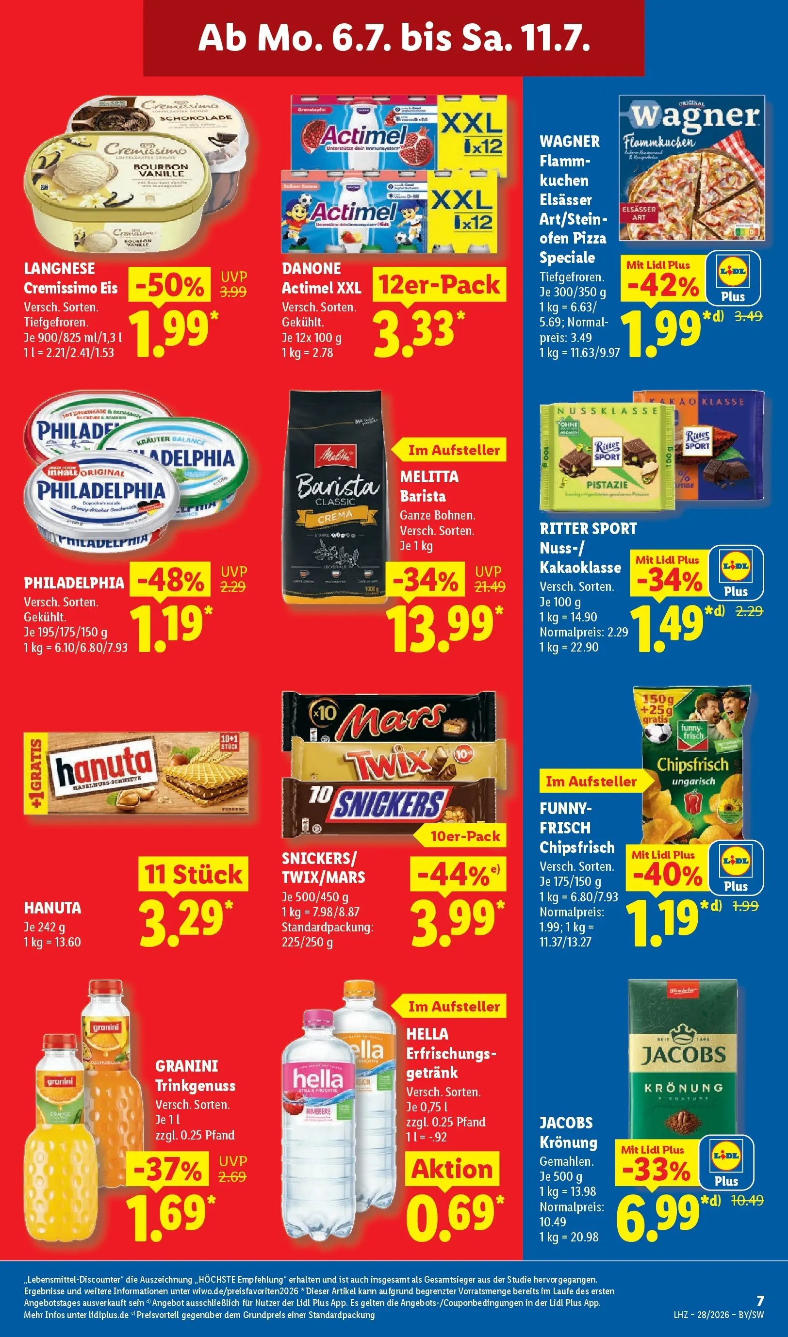Lidl Prospekt Villingen-schwenningen (ab 05.07.2026) zum Blättern » Angebote | Seite: 13 | Produkte: Actimel, Cremissimo, Twix, Hella