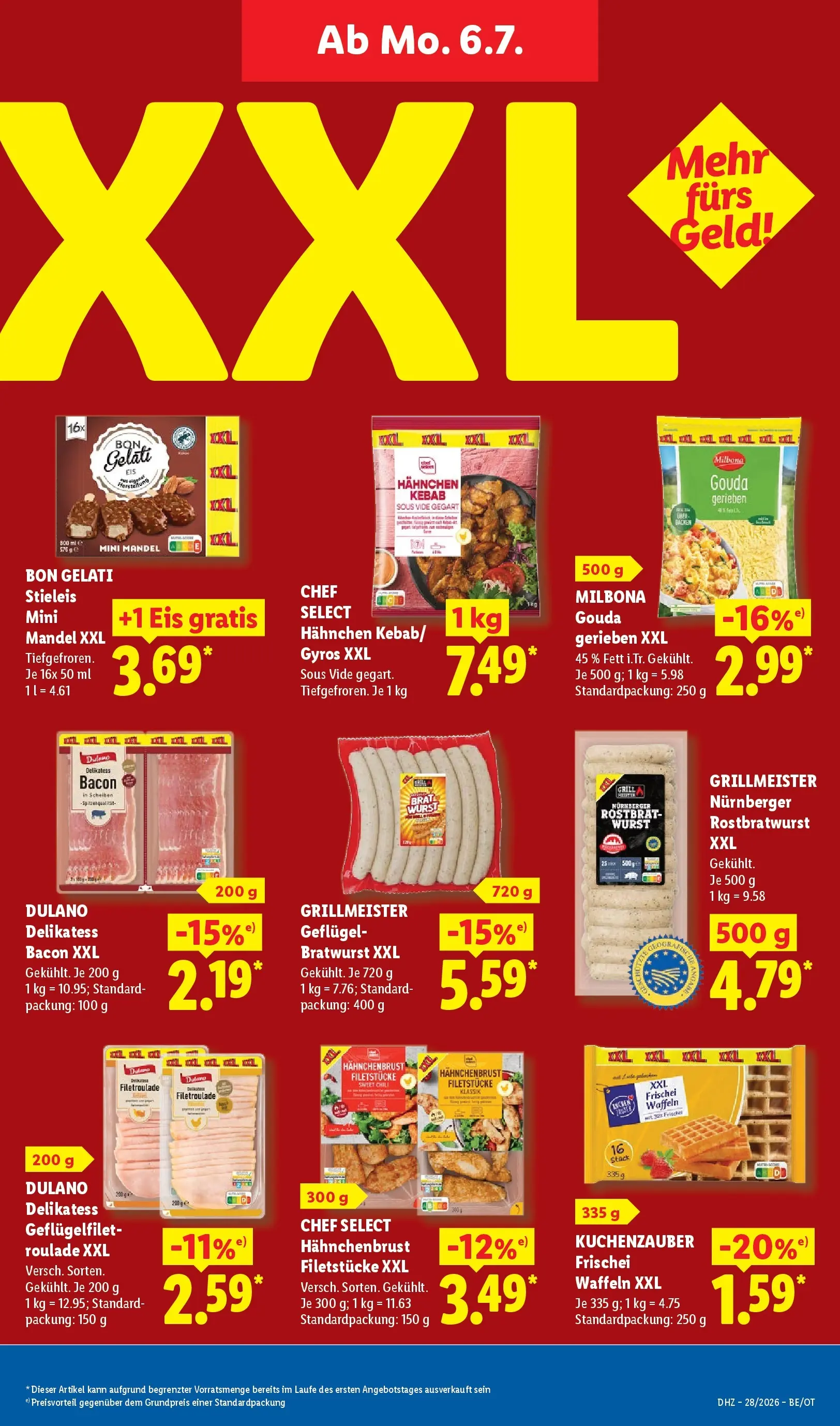 Lidl Prospekt Mahlow (ab 06.07.2026) zum Blättern » Angebote | Seite: 17 | Produkte: Gouda, Waffeln, Wurst, Eis