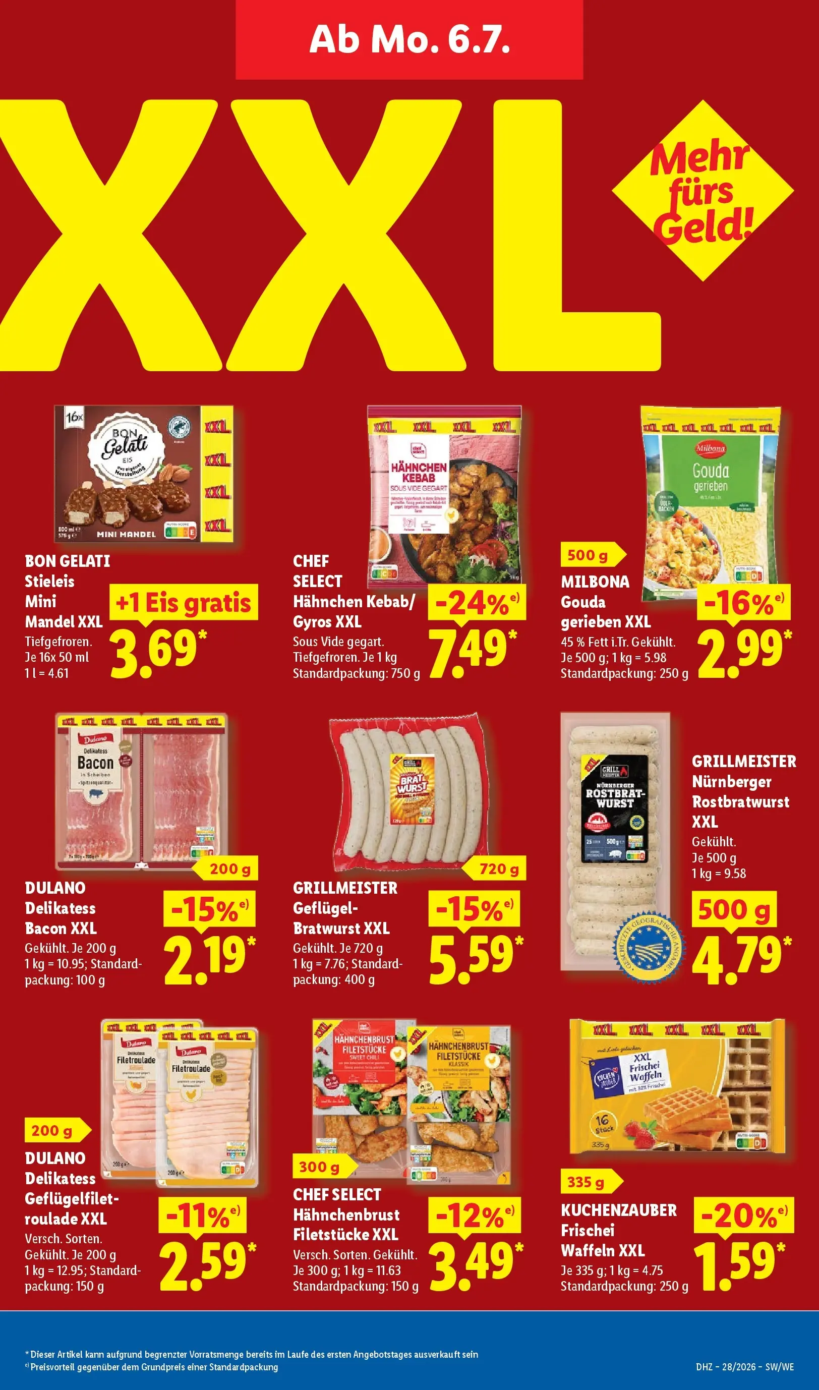 Lidl Prospekt Villingen-schwenningen (ab 05.07.2026) zum Blättern » Angebote | Seite: 17 | Produkte: Bratwurst, Waffeln, Gyros, Eis