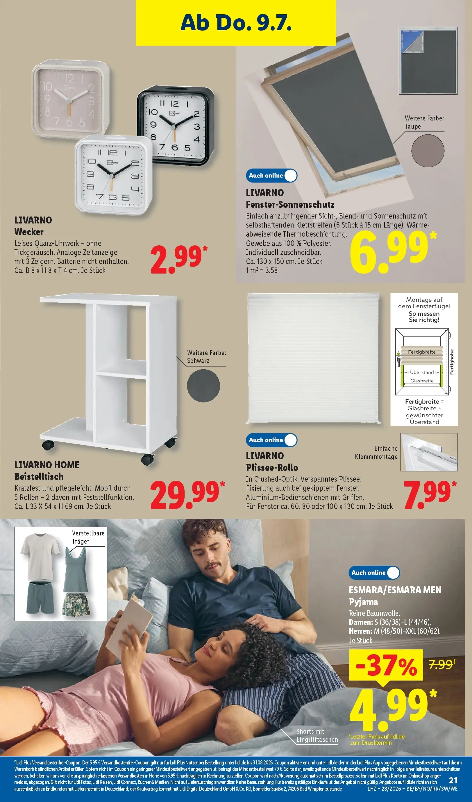 Lidl Prospekt Villingen-schwenningen (ab 05.07.2026) zum Blättern » Angebote | Seite: 39 | Produkte: Beistelltisch, Bad, Pyjama, Wecker