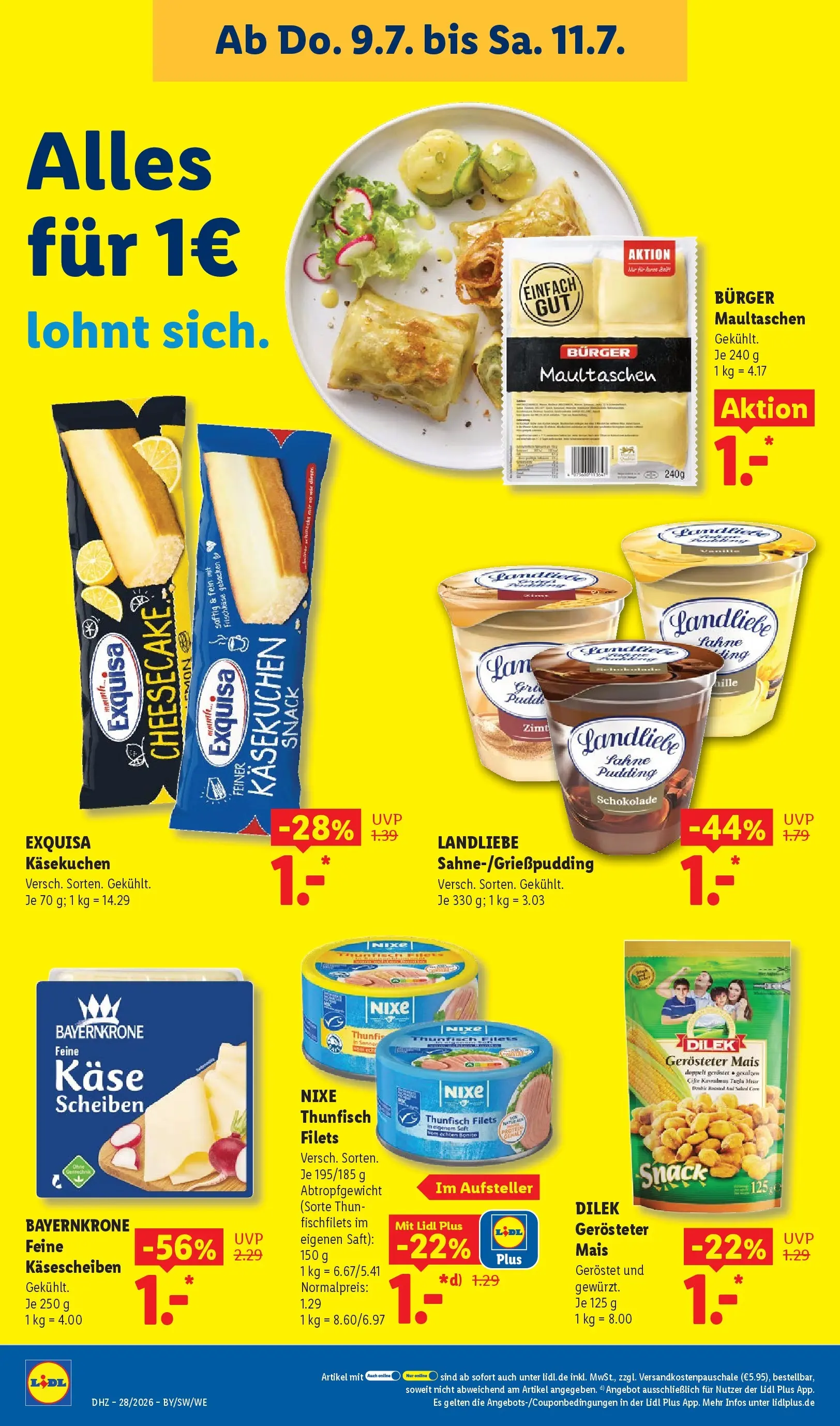 Lidl Prospekt Villingen-schwenningen (ab 05.07.2026) zum Blättern » Angebote | Seite: 46 | Produkte: Thunfisch, Schokolade, Burger, Pudding