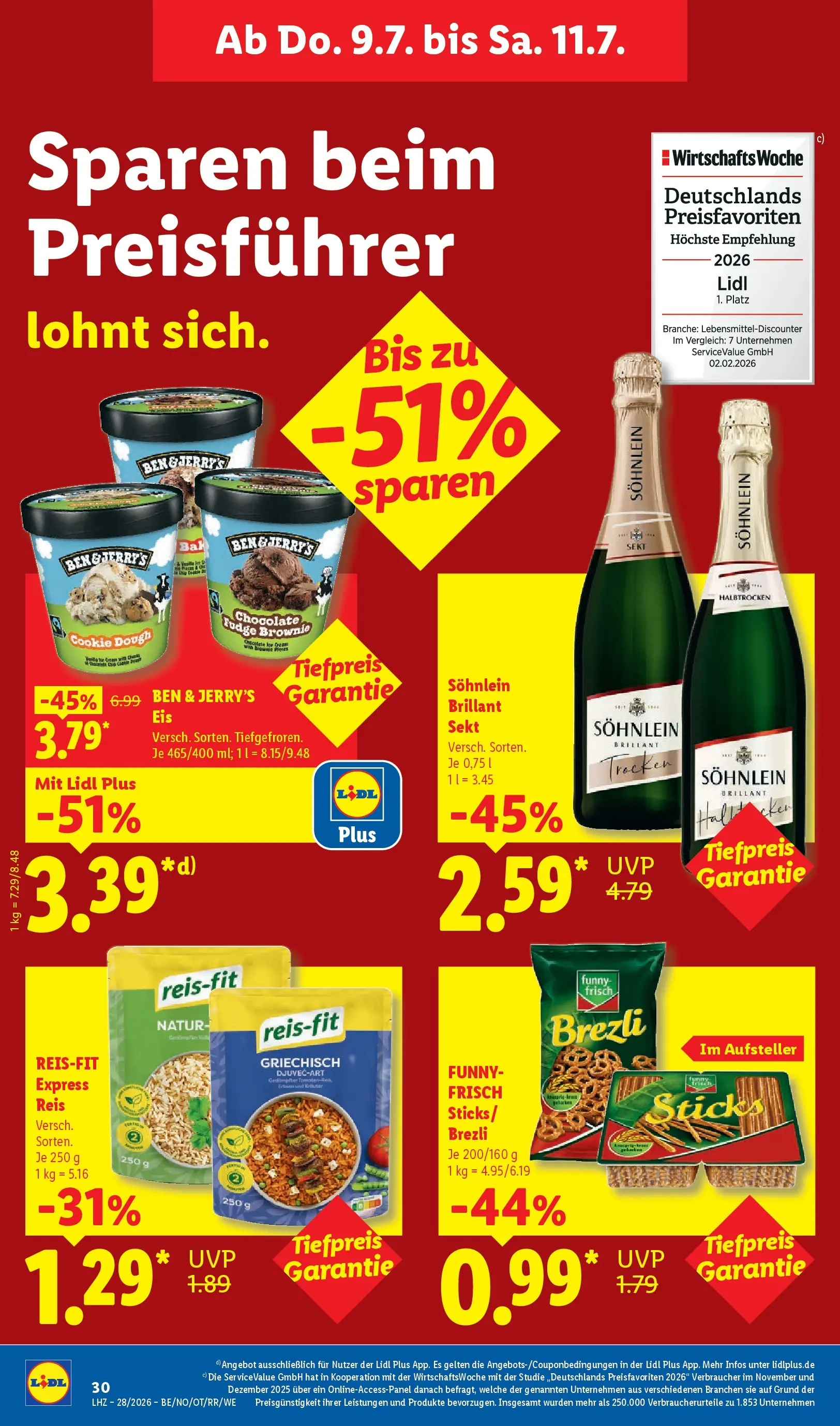 Lidl Prospekt Künzell (ab 05.07.2026) zum Blättern » Angebote | Seite: 56 | Produkte: Sekt, Funny frisch, Ben & Jerry's, Reis