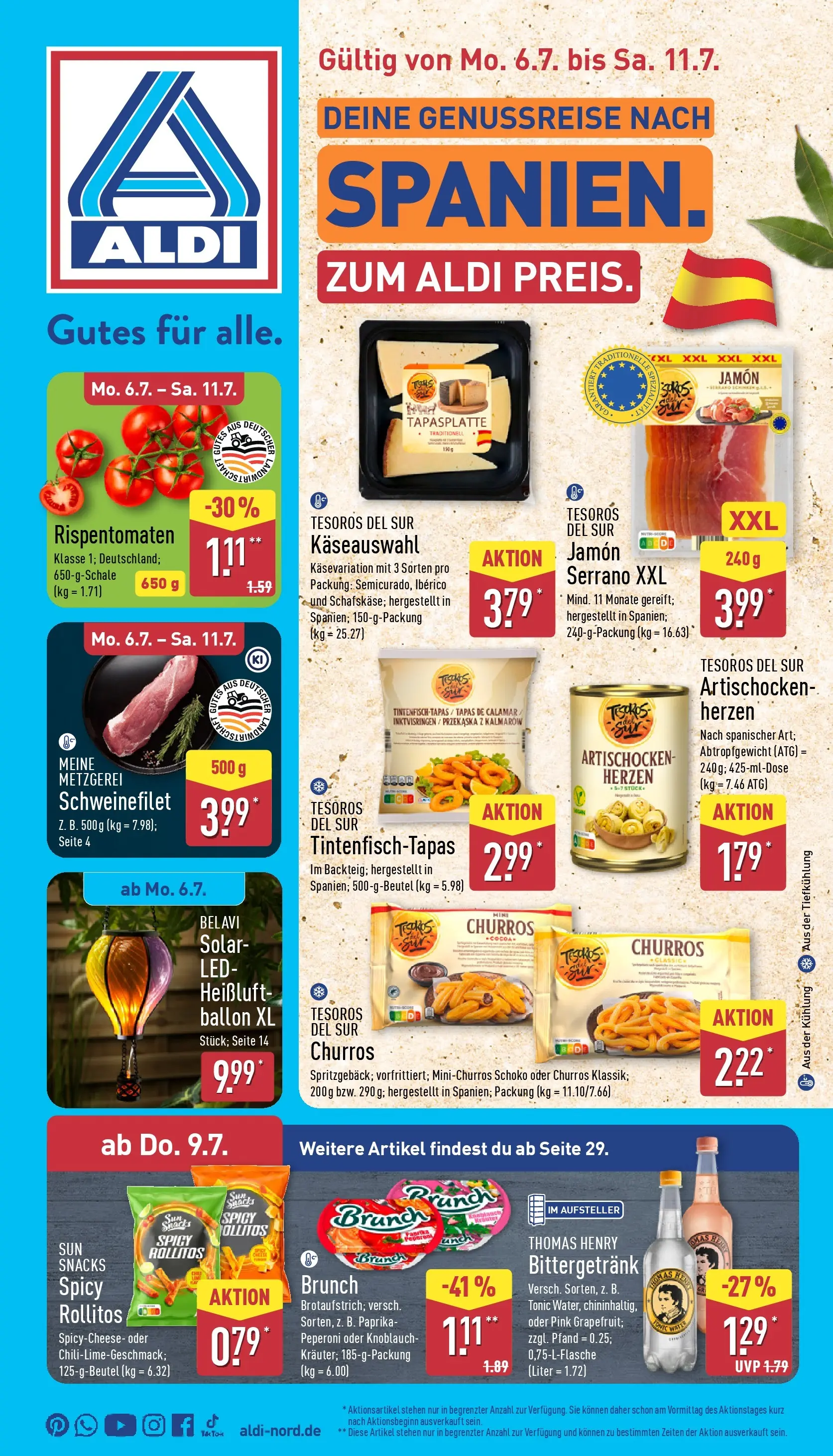 Aldi - ALDI Nord: Wochenangebote (ab 05.07.2026) » Angebote Online | Seite: 1 | Produkte: Belavi, Schweinefilet, Paprika, Knoblauch