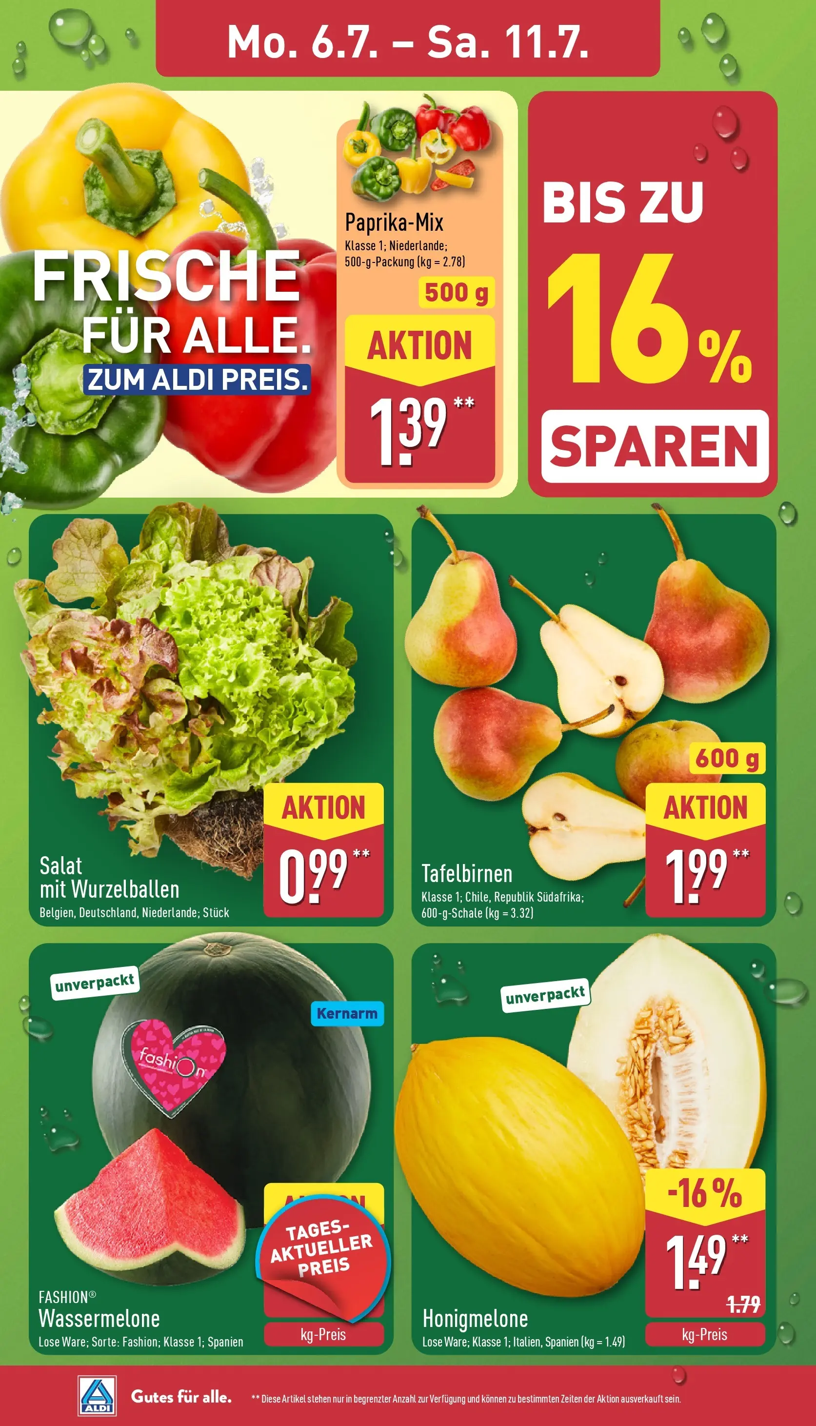 Aldi - ALDI Nord: Wochenangebote (ab 05.07.2026) » Angebote Online | Seite: 2 | Produkte: Honigmelone, Wassermelone, Salat