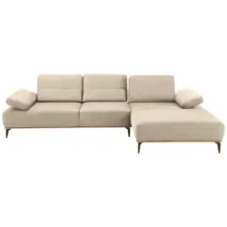 Ecksofa in Mikrofaser Beige 298/176 cm
