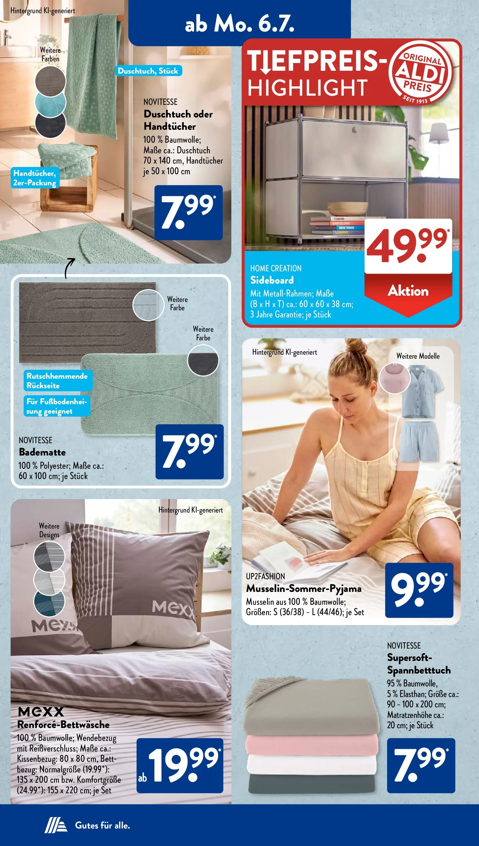 Aldi Süd - Aldi Süd: Wochenangebote (ab 05.07.2026) zum Blättern | Seite: 13 | Produkte: Sideboard, Up2fashion, Bett, Home creation