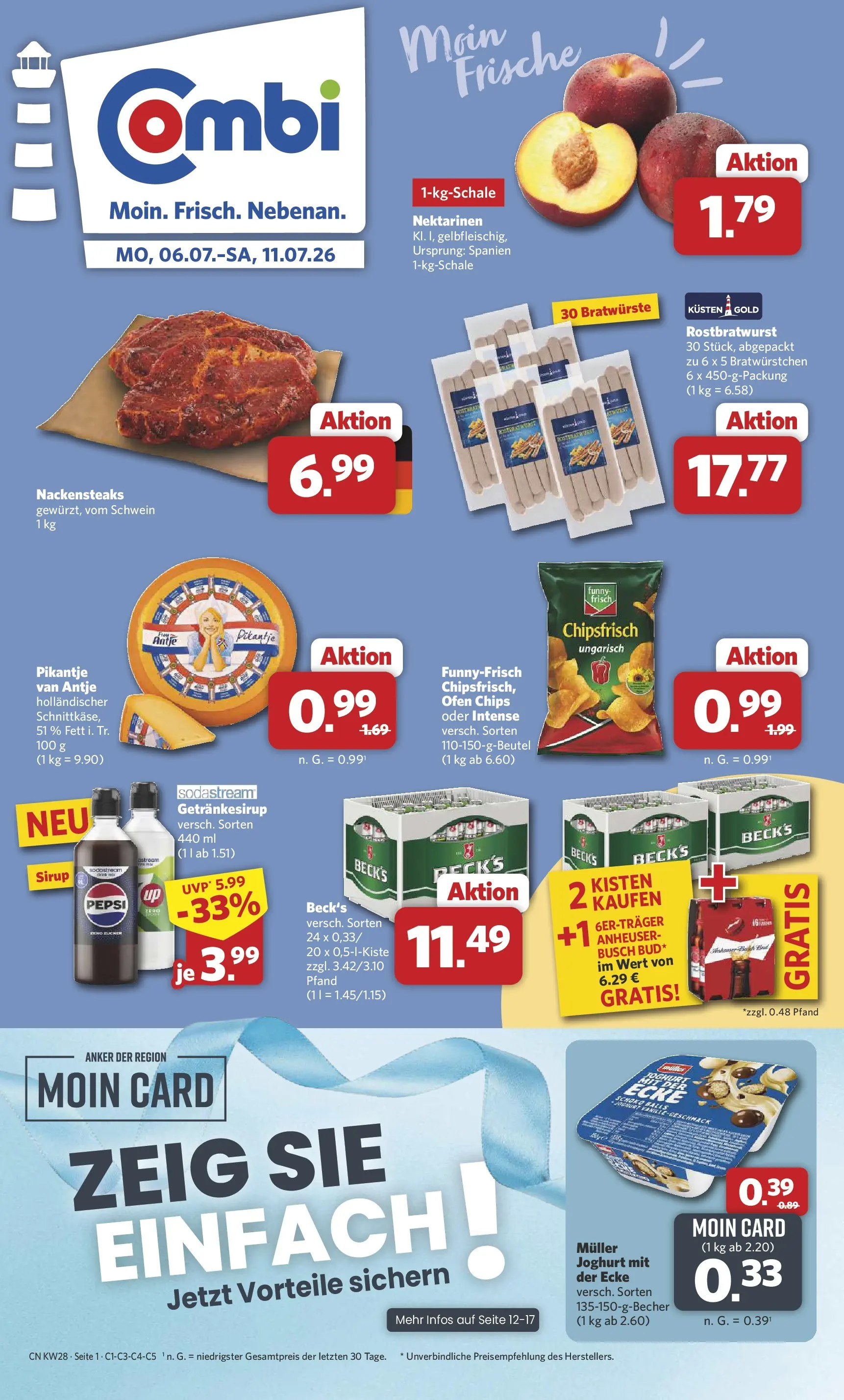 Combi Prospekt Twistringen (ab 06.07.2026) zum Blättern | Seite: 1 | Produkte: Nektarinen, Joghurt, Pepsi, Sodastream