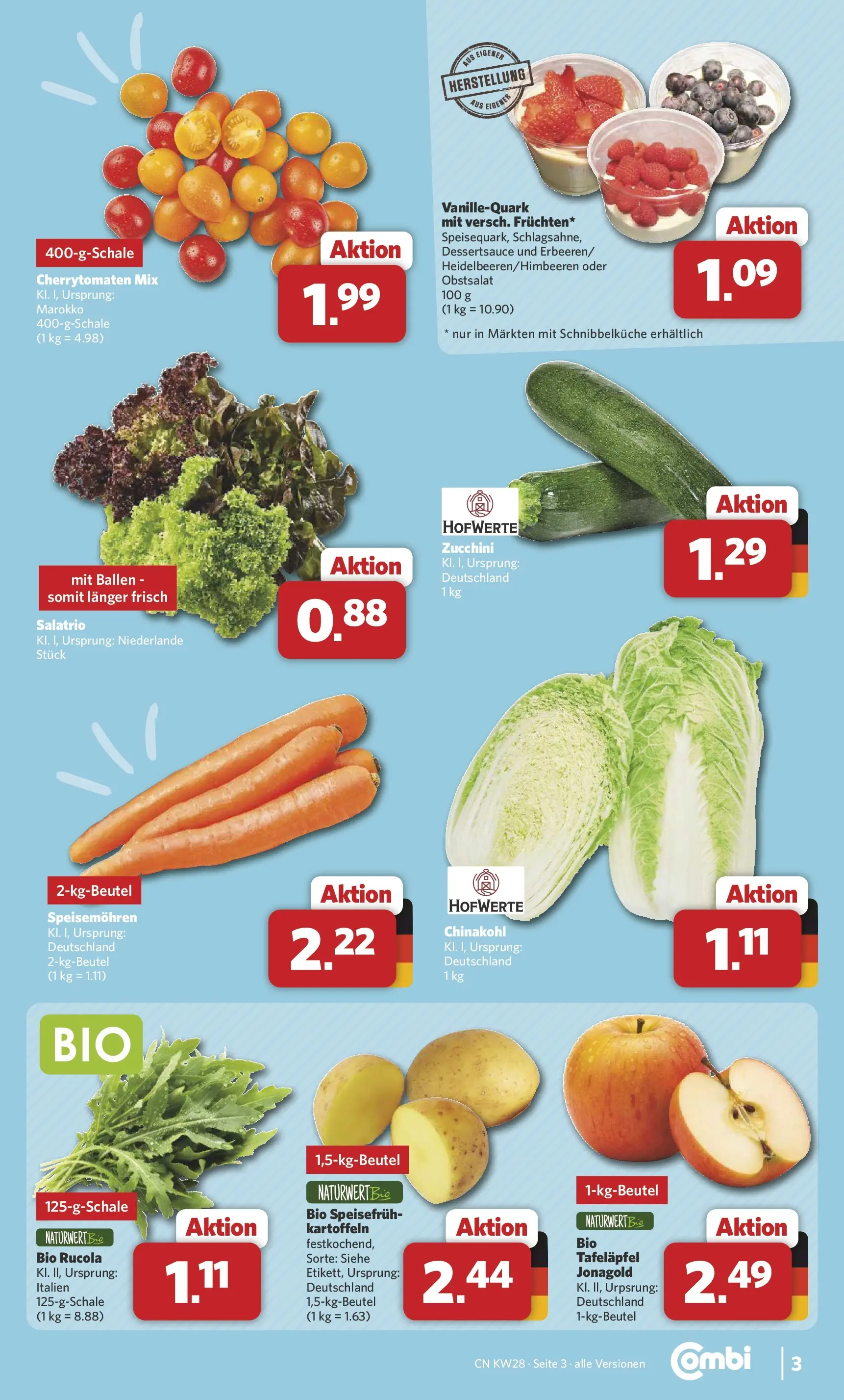 Combi Prospekt Twistringen (ab 06.07.2026) zum Blättern | Seite: 3 | Produkte: Rucola, Kartoffeln, Chinakohl, Zucchini