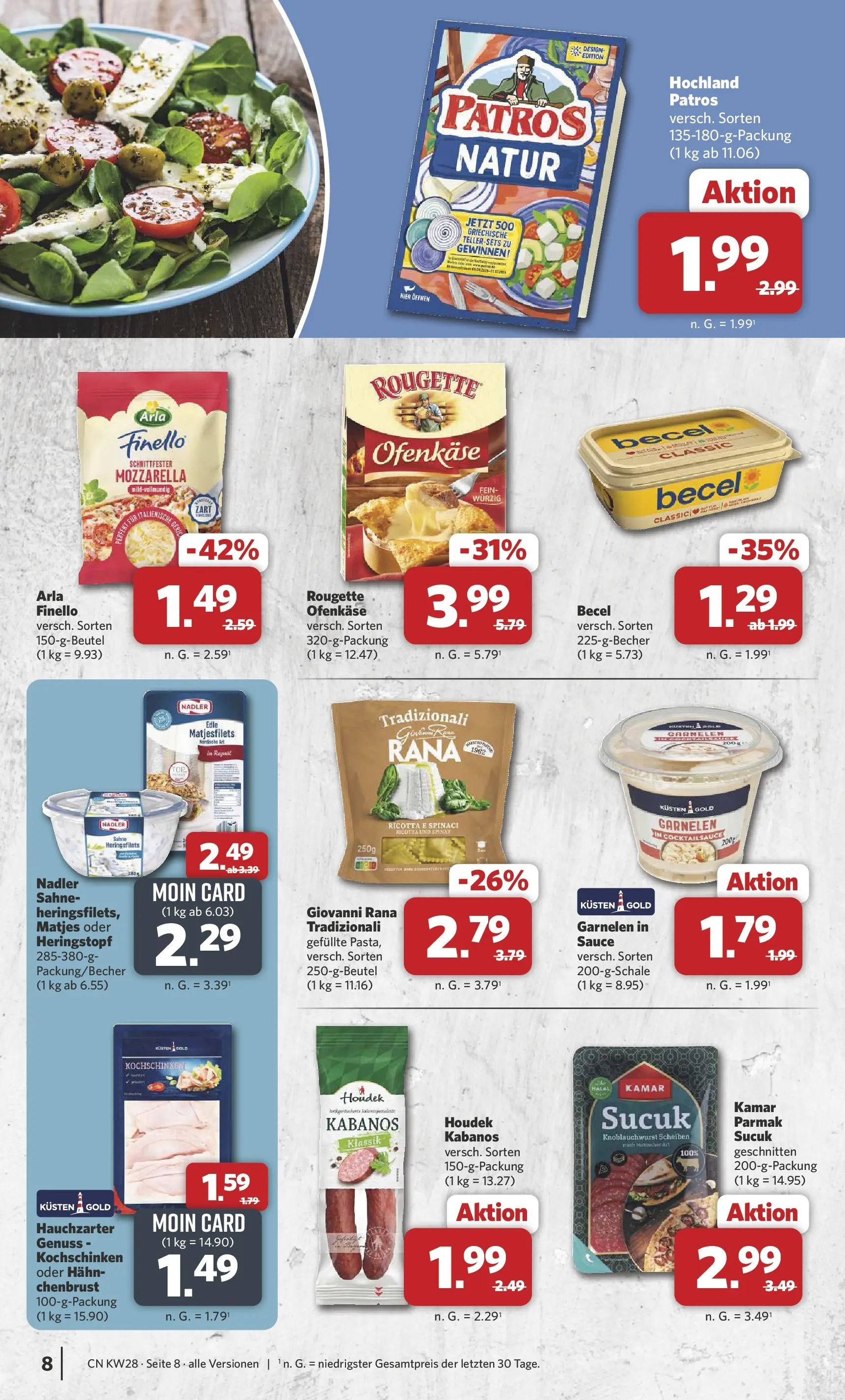 Combi Prospekt Twistringen (ab 06.07.2026) zum Blättern | Seite: 8 | Produkte: Mozzarella, Garnelen, Patros, Sahne
