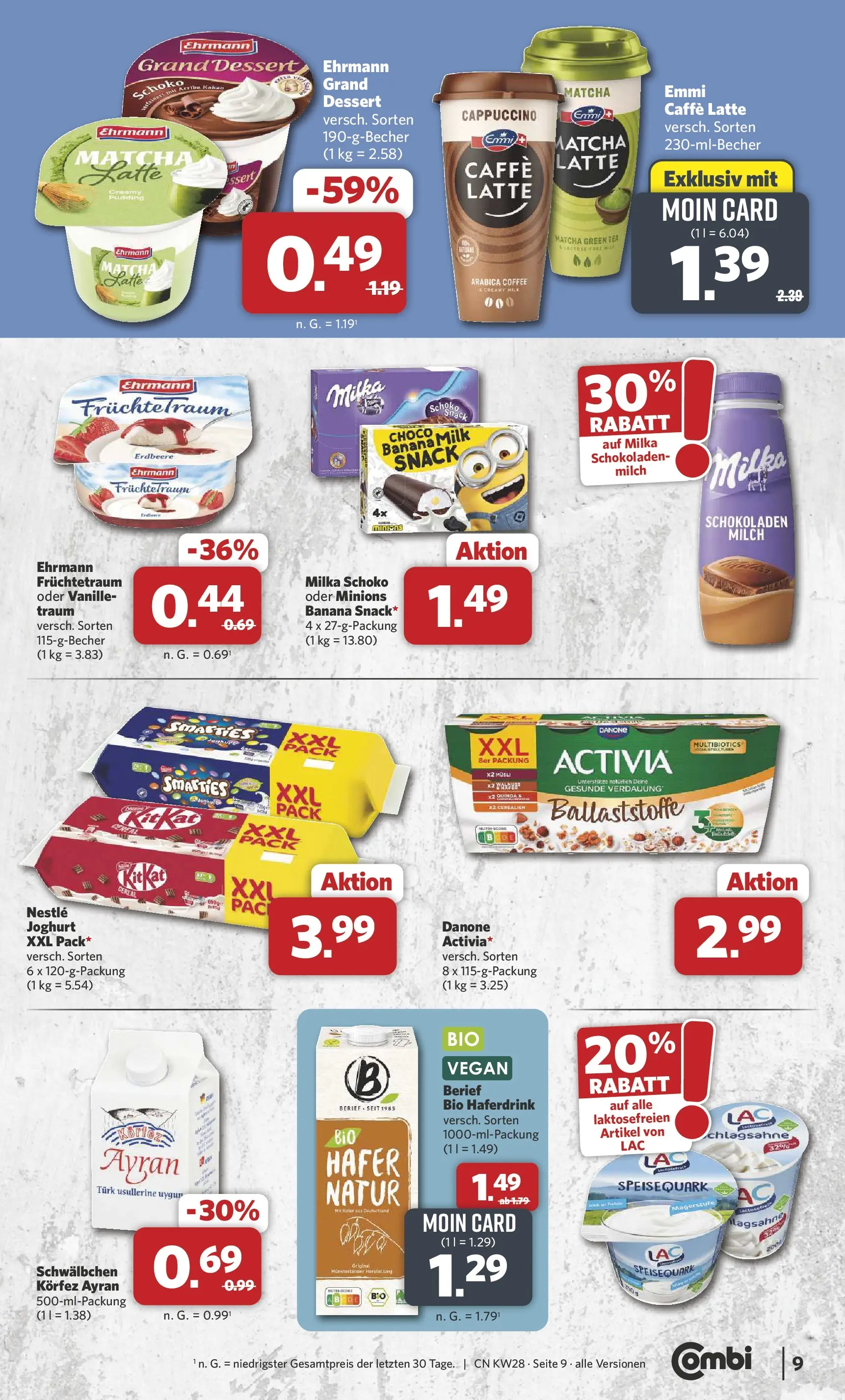 Combi Prospekt Twistringen (ab 06.07.2026) zum Blättern | Seite: 9 | Produkte: Schlagsahne, Joghurt, Milka, Haferdrink