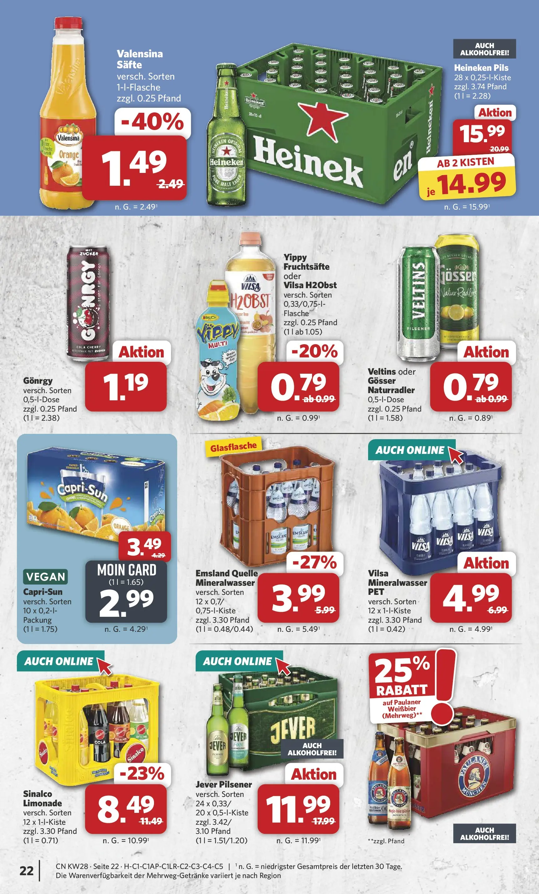 Combi Prospekt Twistringen (ab 06.07.2026) zum Blättern | Seite: 22 | Produkte: Sinalco, Limonade, Heineken, Paulaner