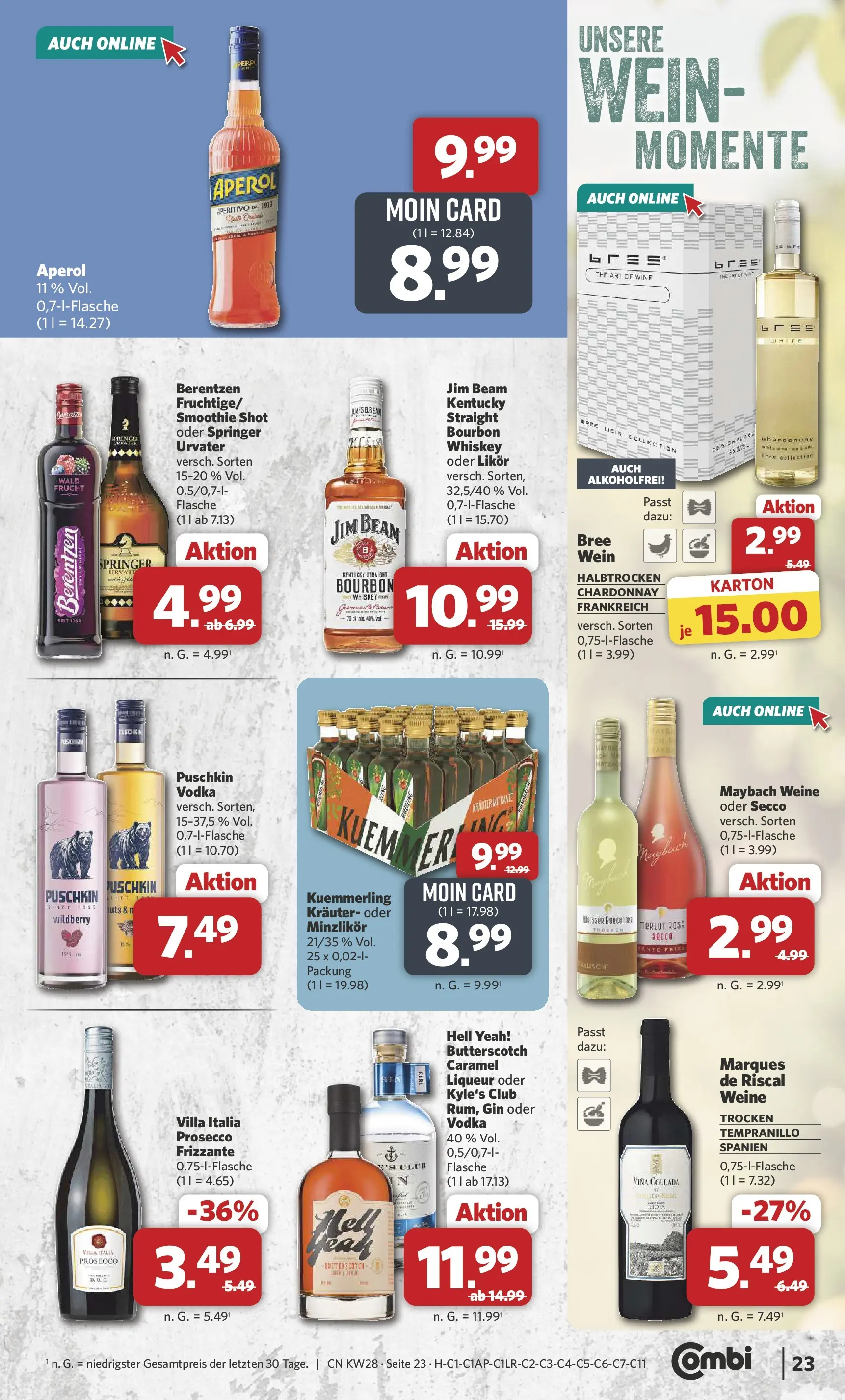 Combi Prospekt Twistringen (ab 06.07.2026) zum Blättern | Seite: 23 | Produkte: Jim beam, Aperol, Vodka, Gin